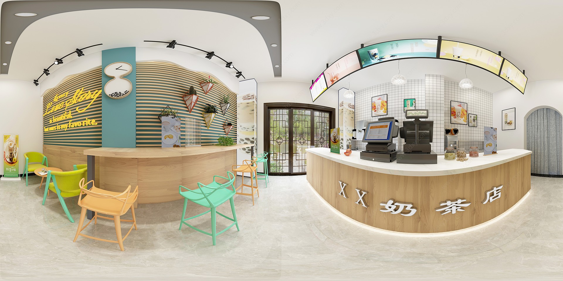 奶茶店大厅3D模型