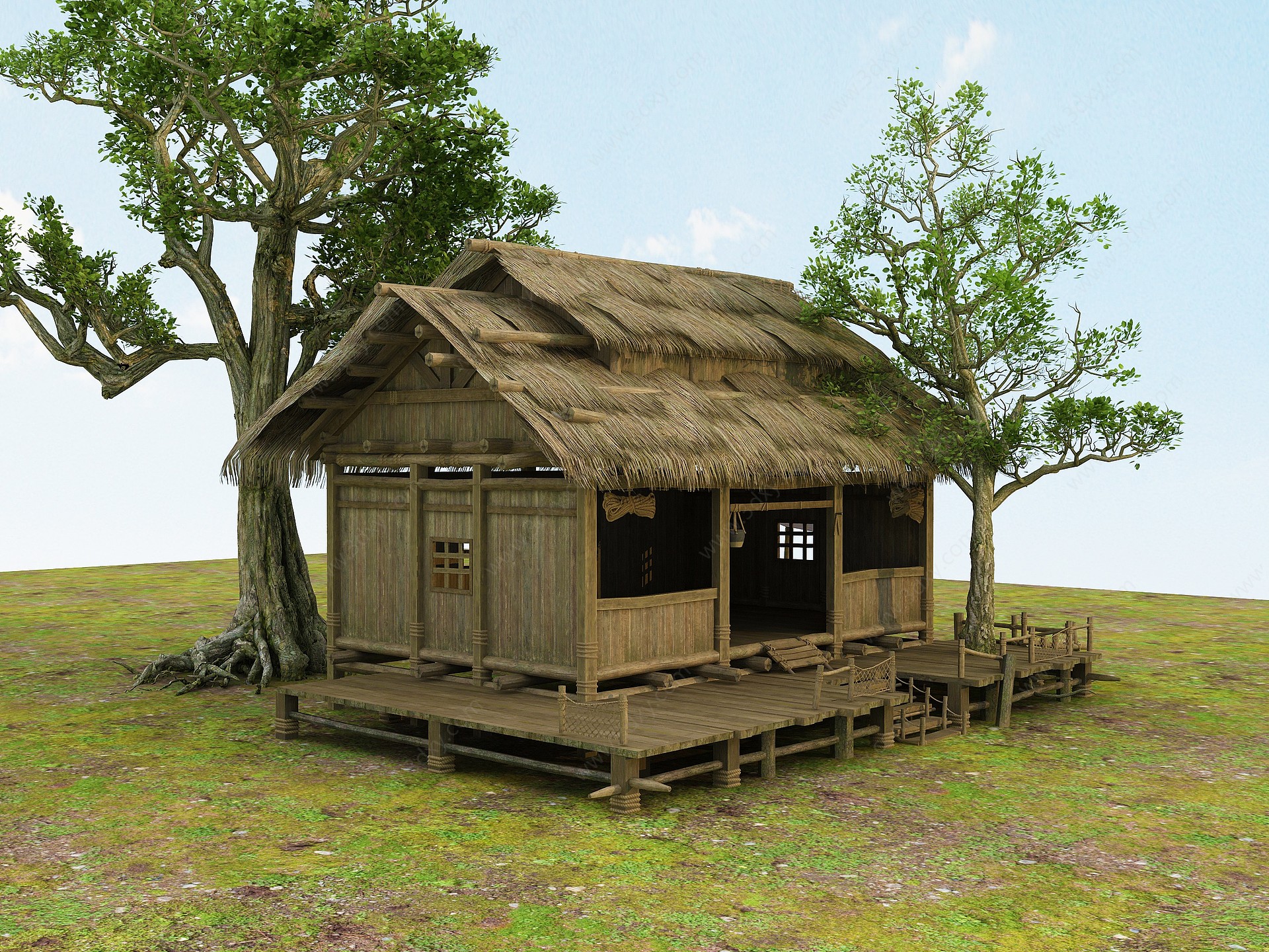 乡村振兴中国文化小房子3D模型