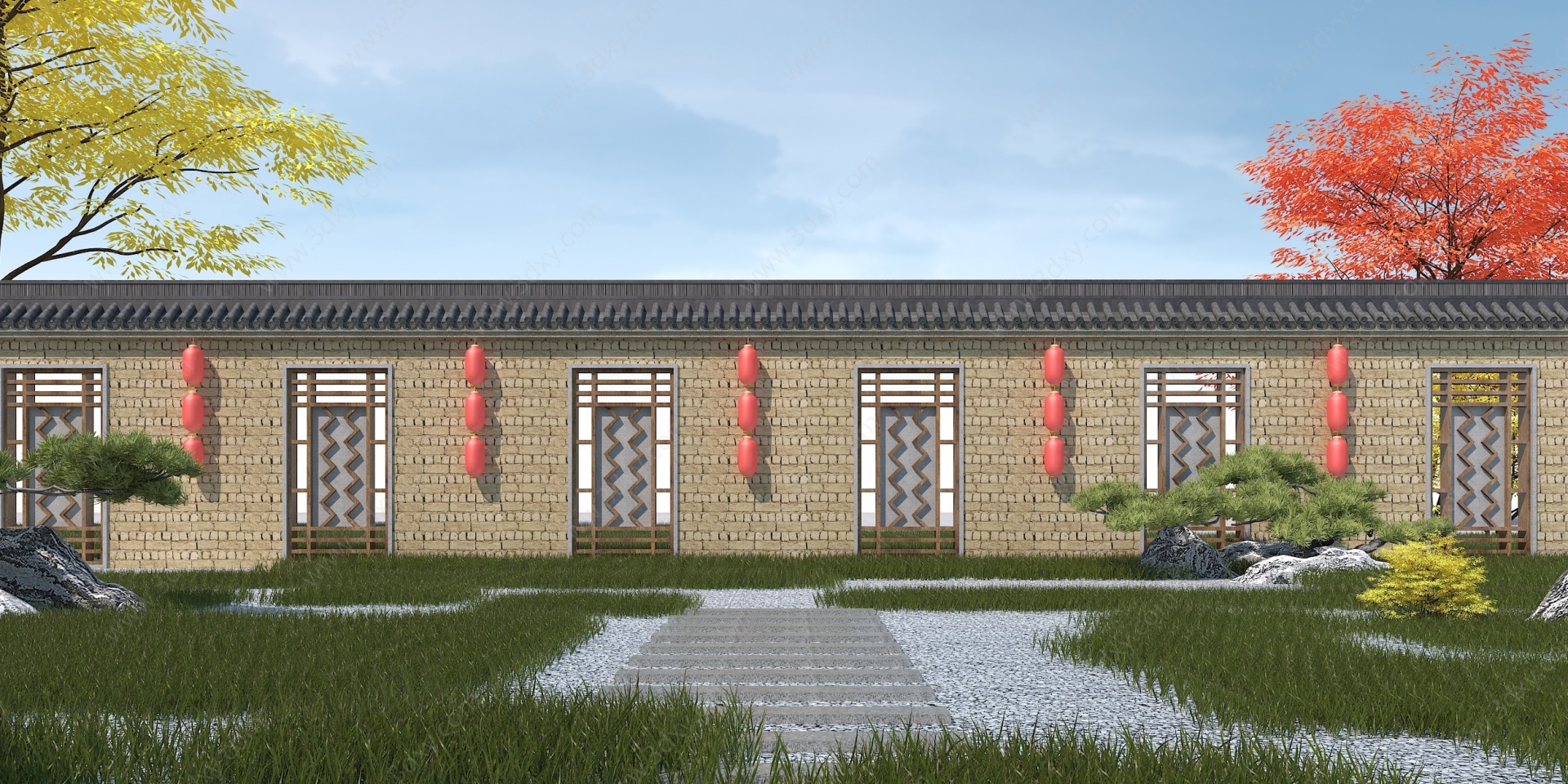 中式土围墙3D模型