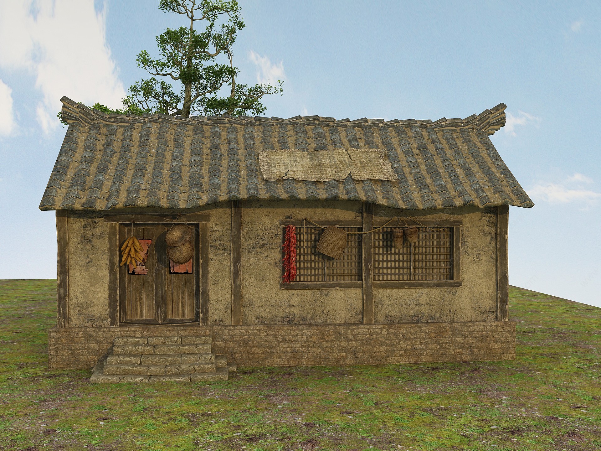 乡村振兴瓦房3D模型