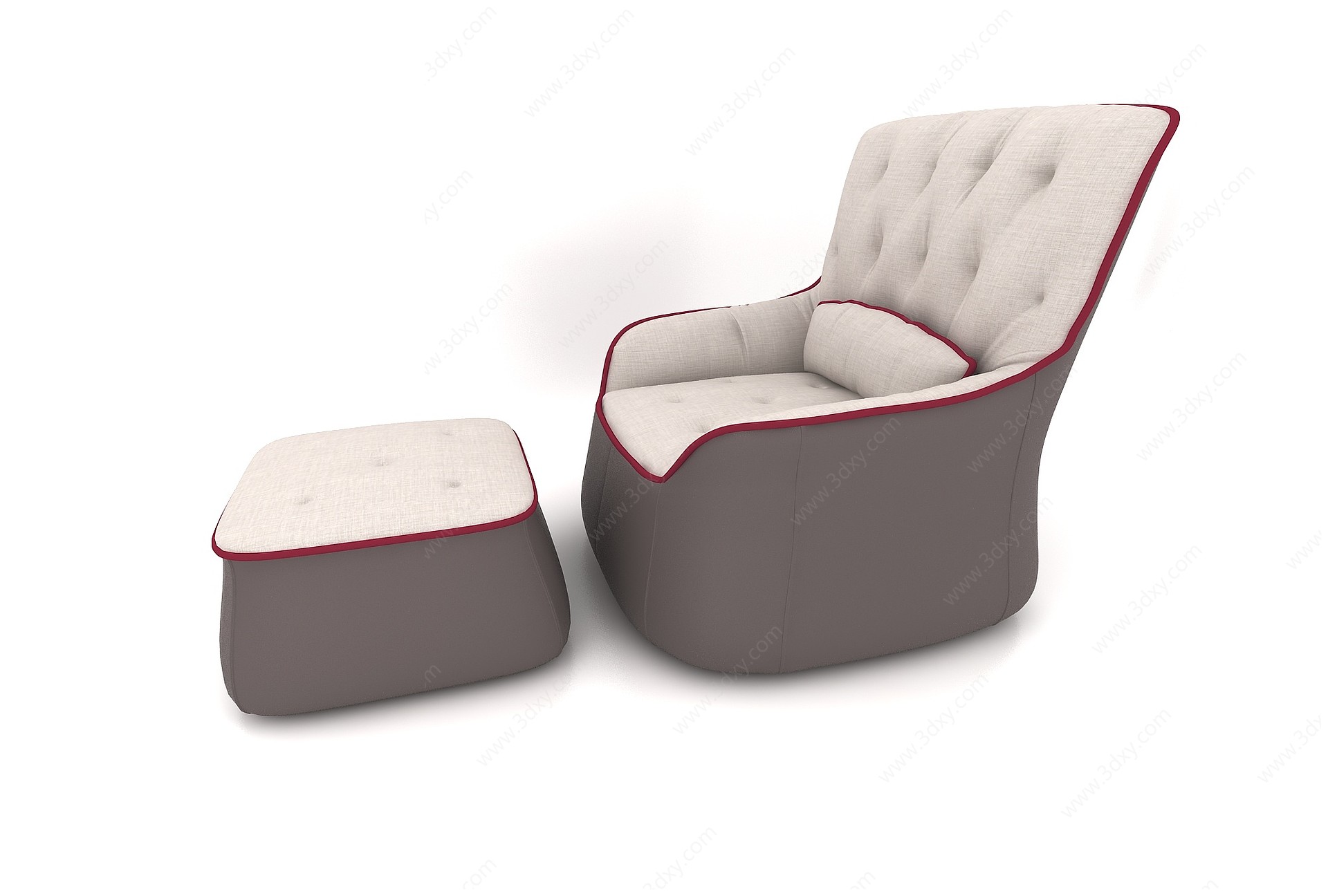 单人沙发沙发凳3D模型