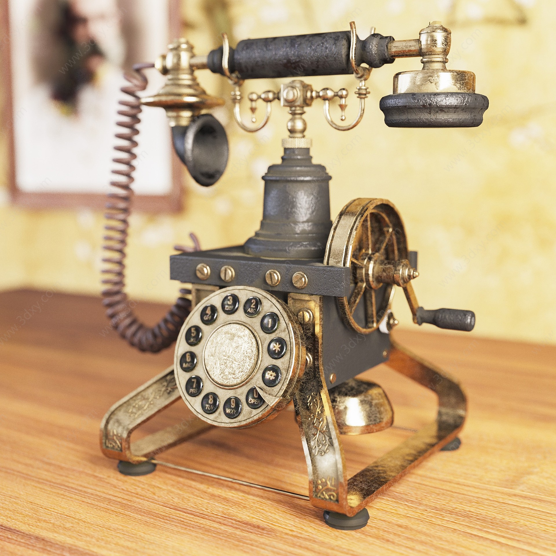 工业复古电话机3D模型