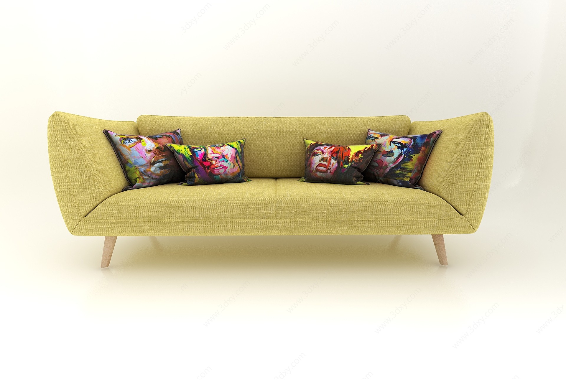 黄色双人沙发3D模型