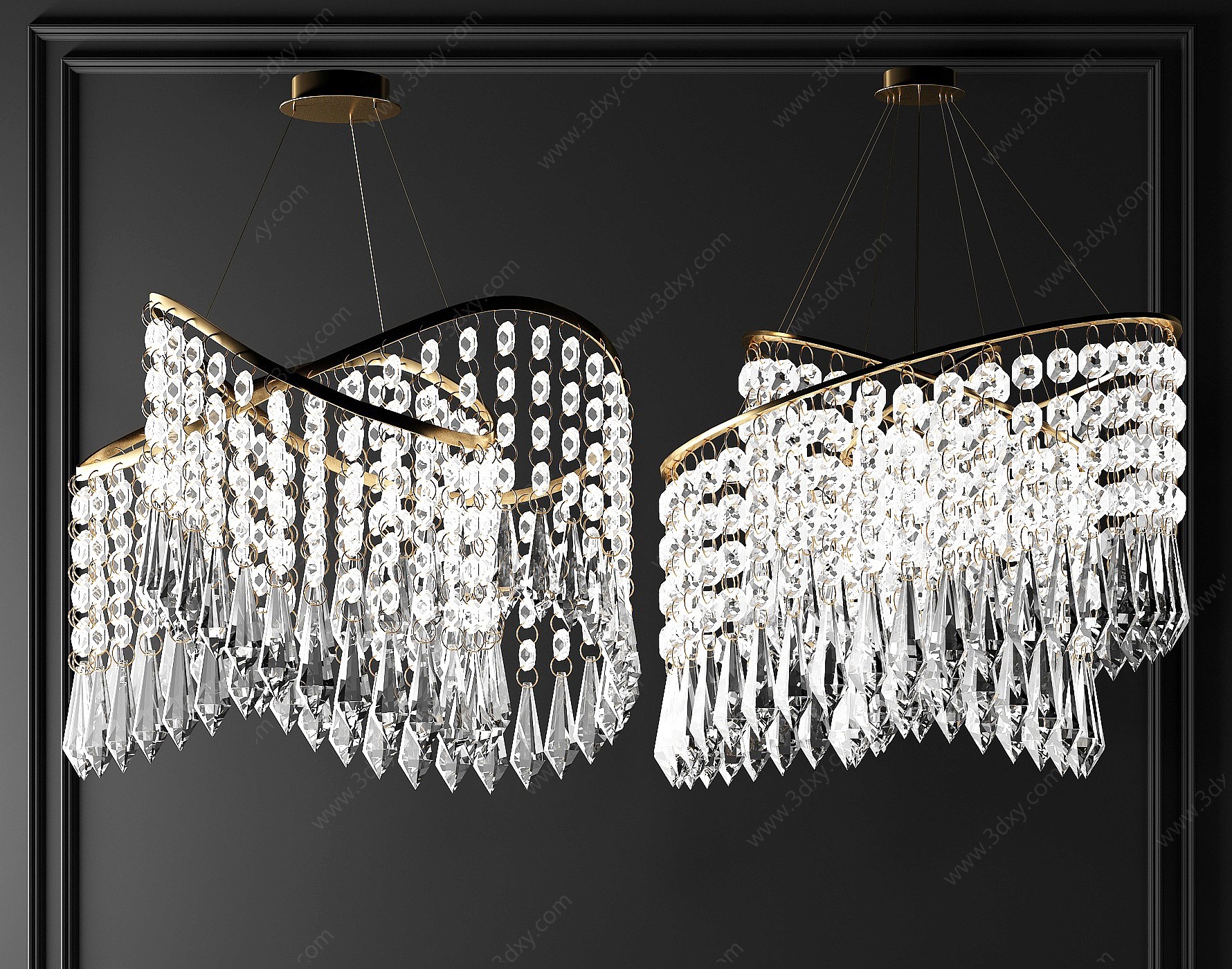 现代轻奢水晶吊灯3D模型