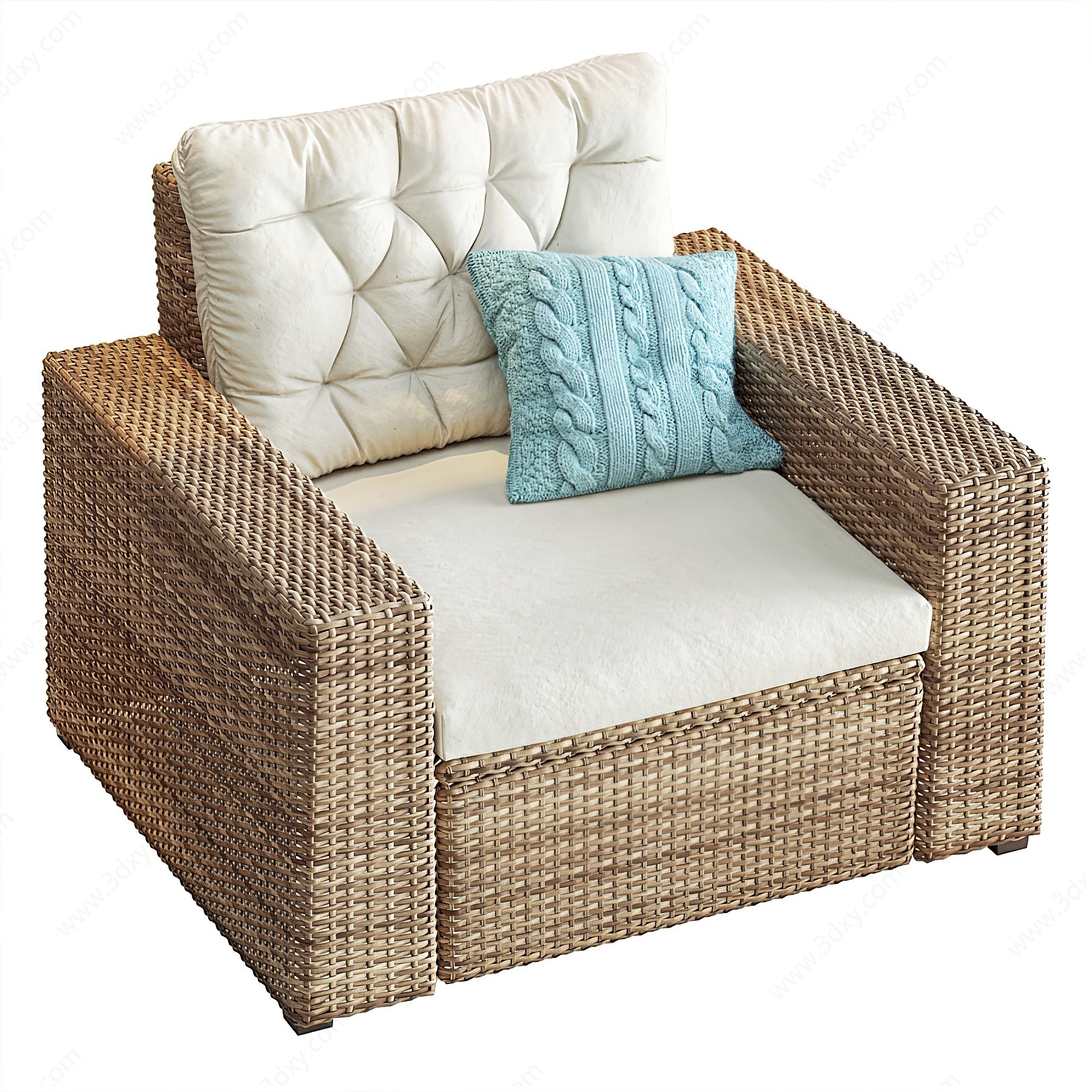 现代藤编户外单人沙发3D模型