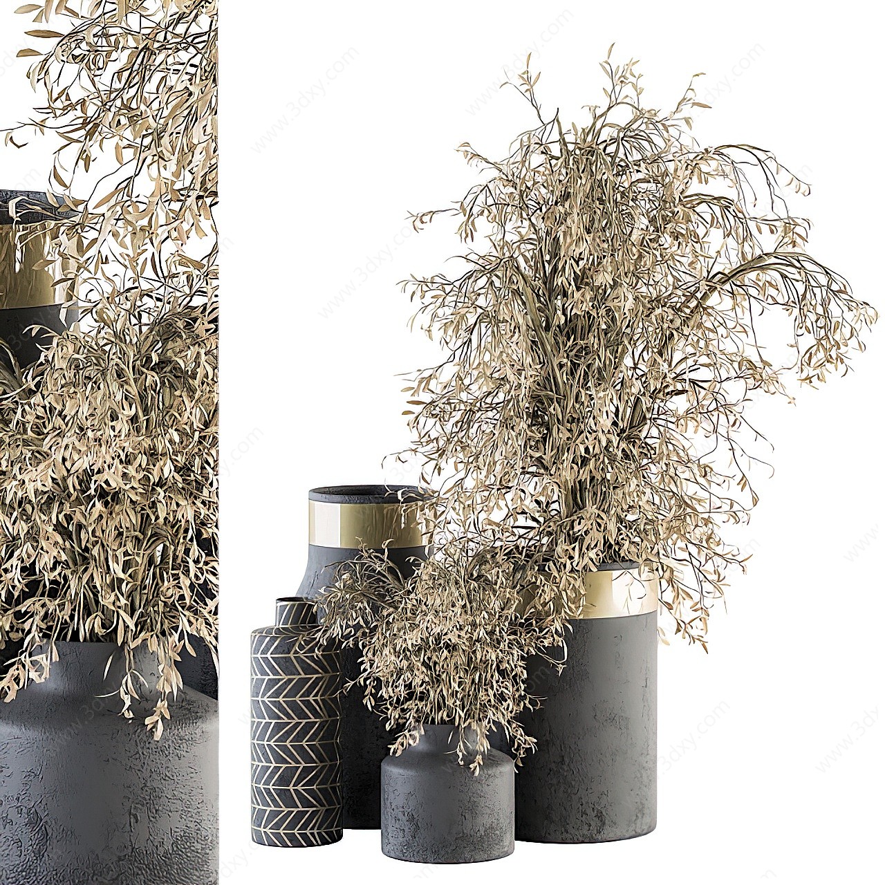 现代干枝花瓶3D模型