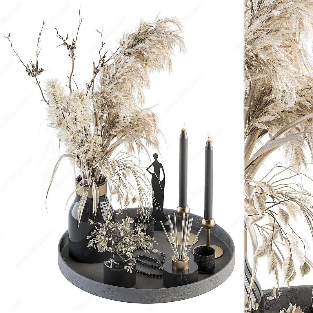 现代枯枝花瓶香水摆件3D模型