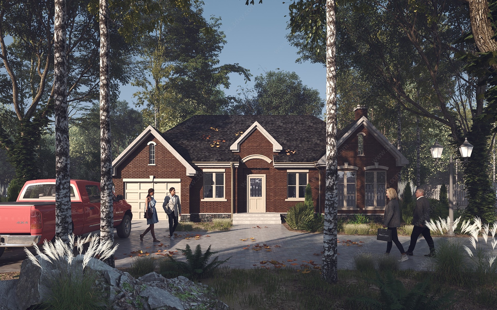 树林欧式别墅3D模型