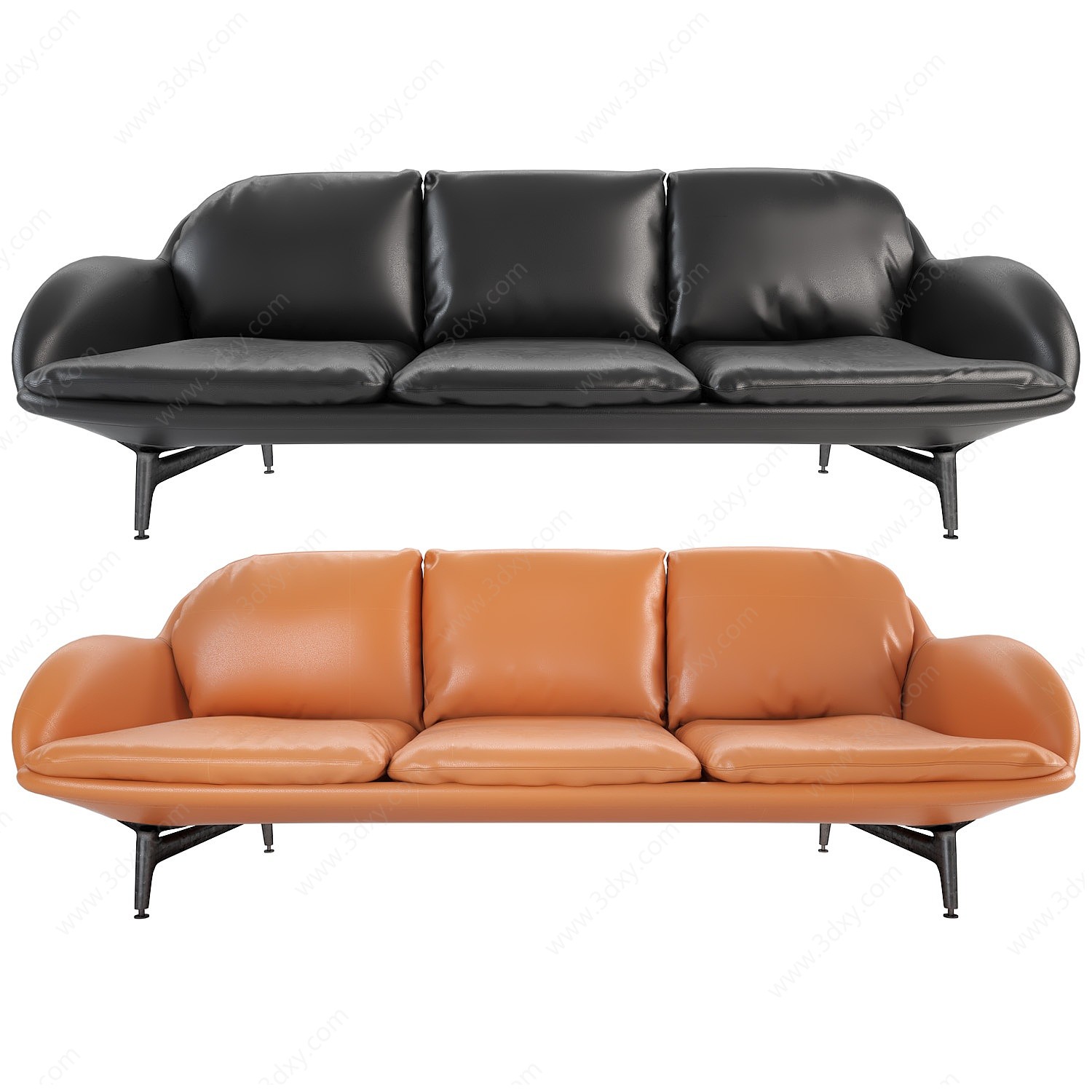 现代三人沙发3D模型