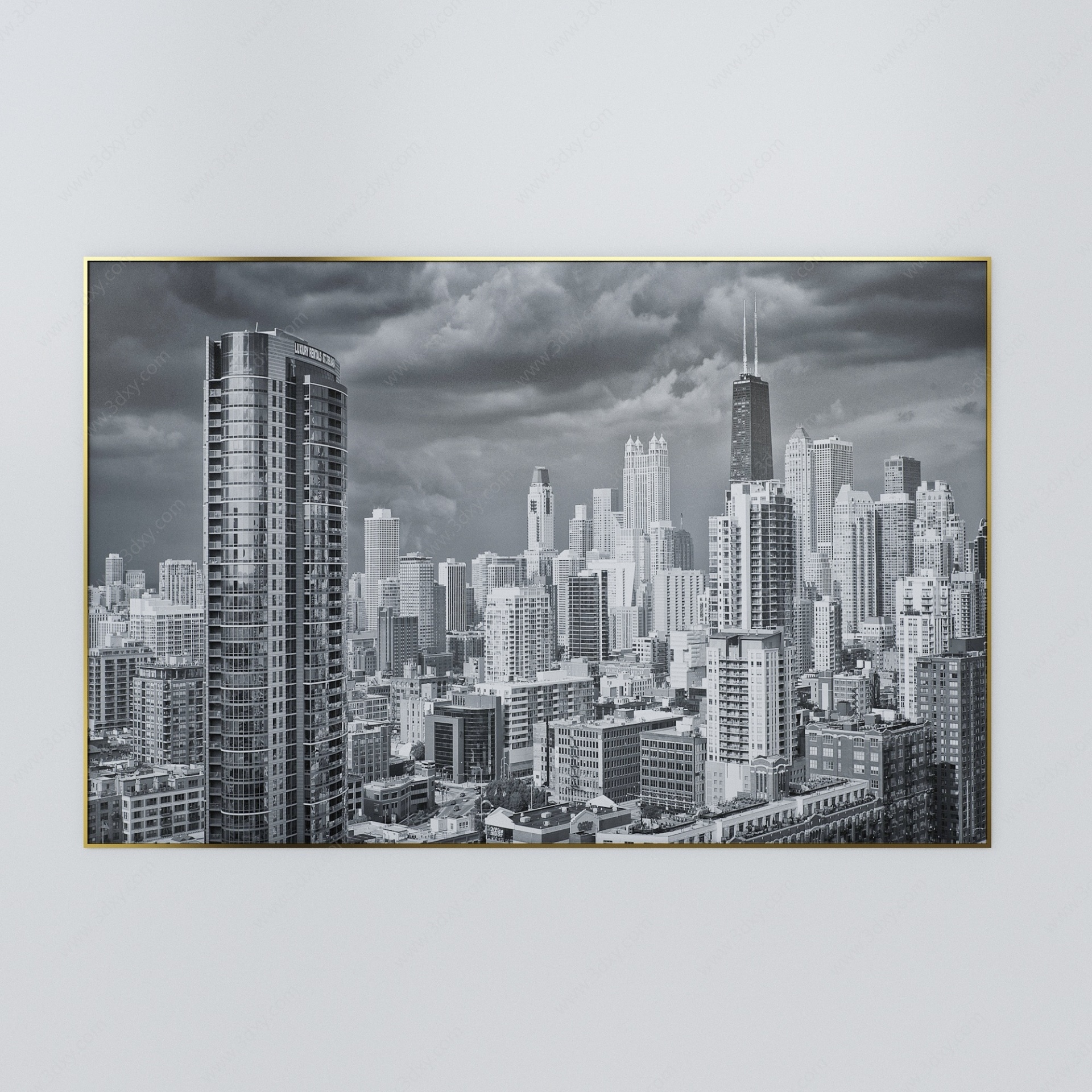 黑白城市画3D模型