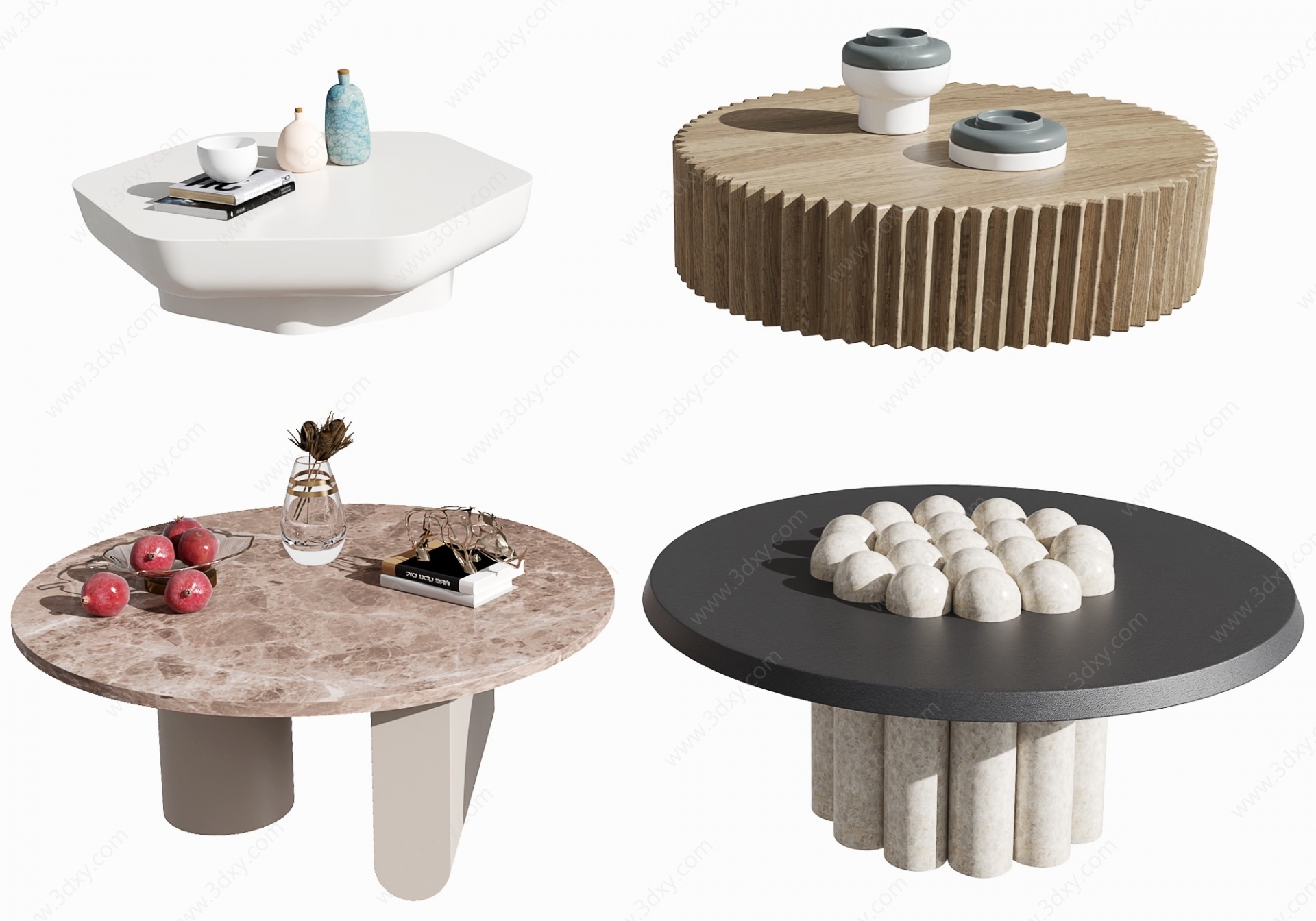 现代咖啡桌茶几边几3D模型