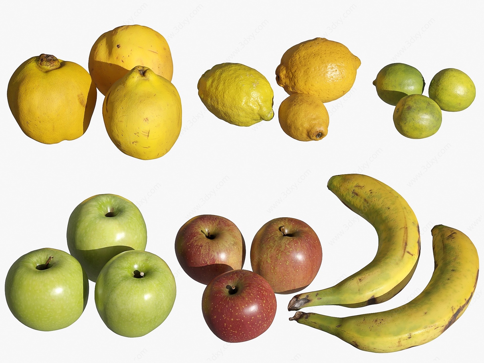 现代水果柠檬香蕉苹果3D模型