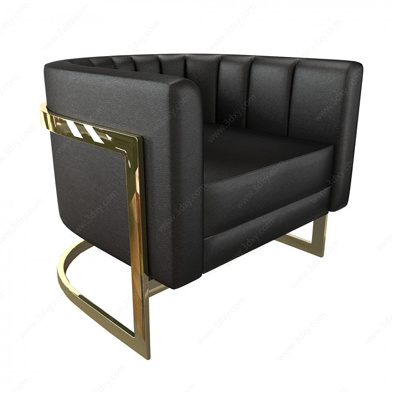 现代皮革单人休闲椅3D模型