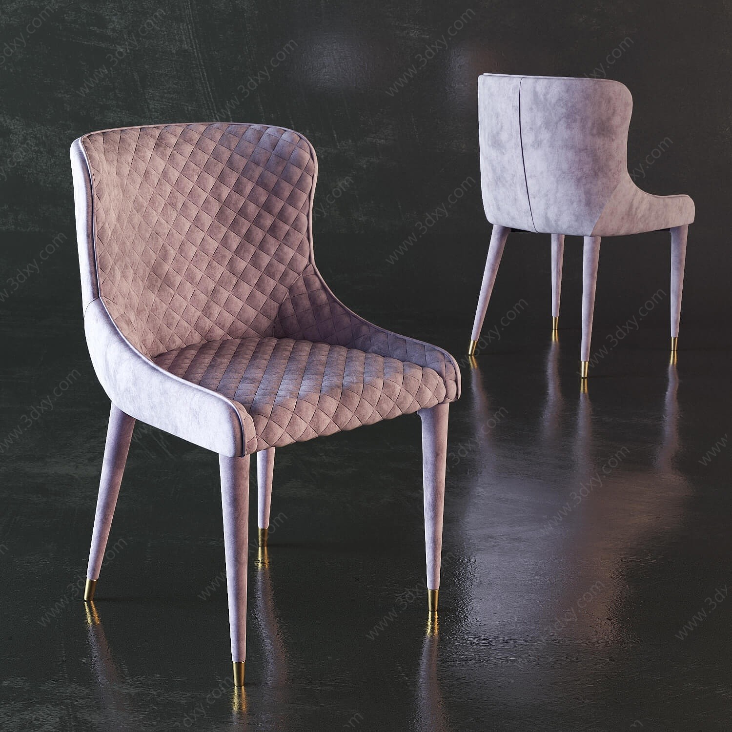 现代皮革单椅餐椅3D模型