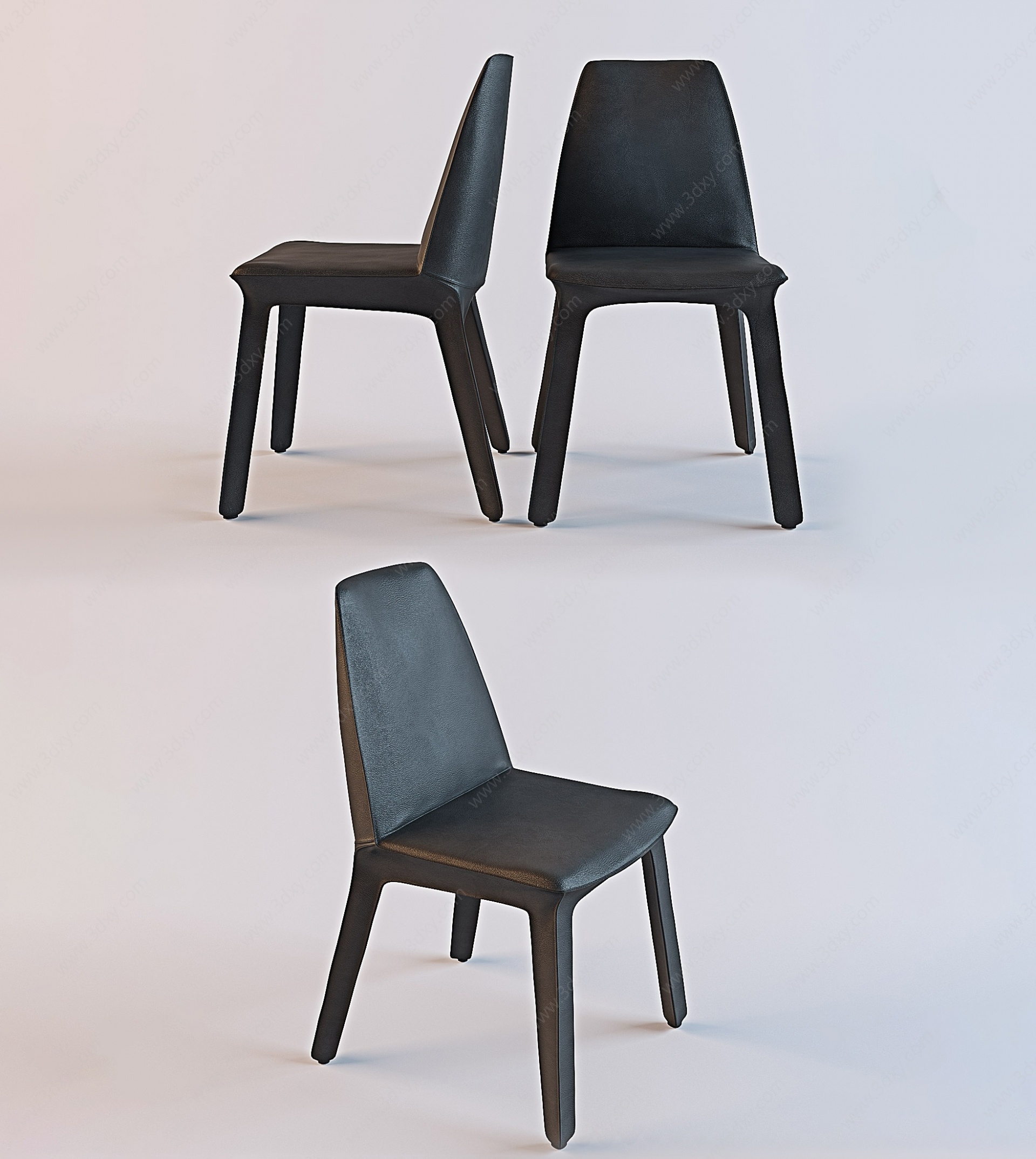 北欧皮革单椅餐椅3D模型
