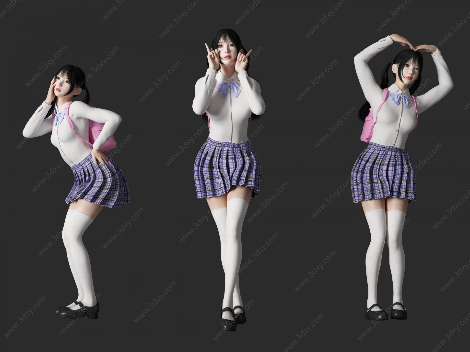 制服美女人物3D模型