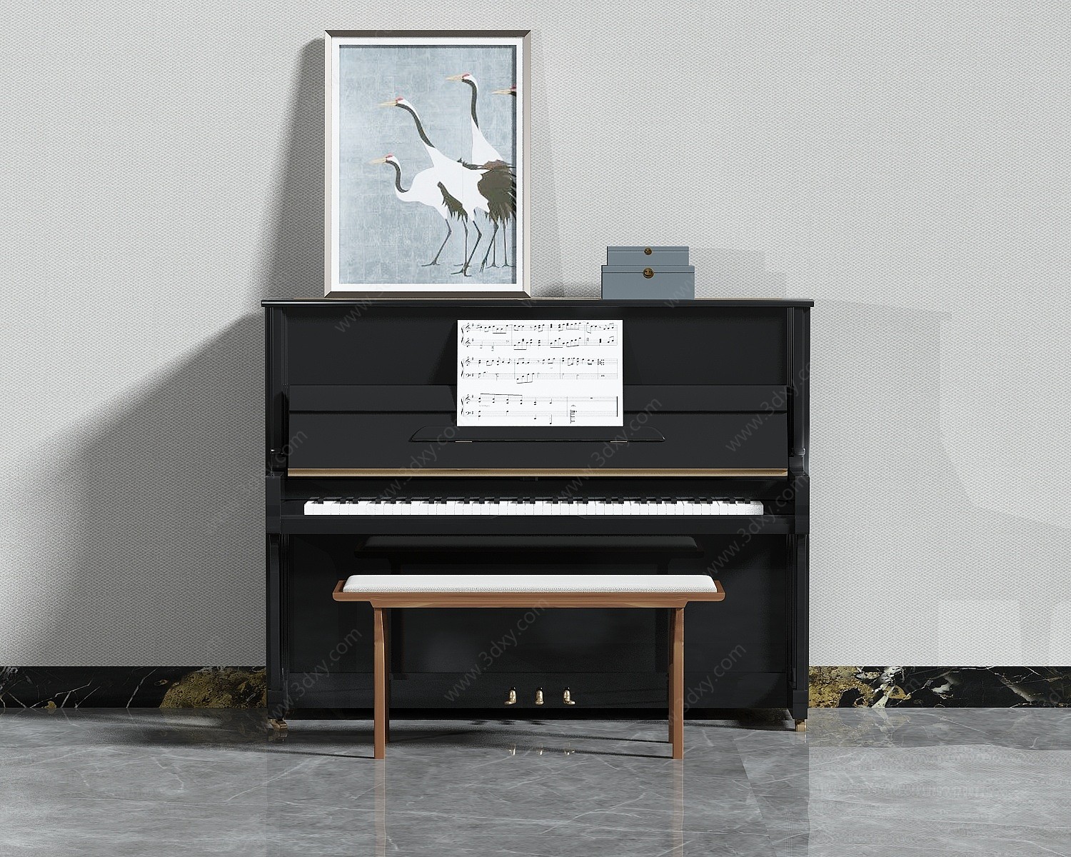 现代黑色钢琴3D模型