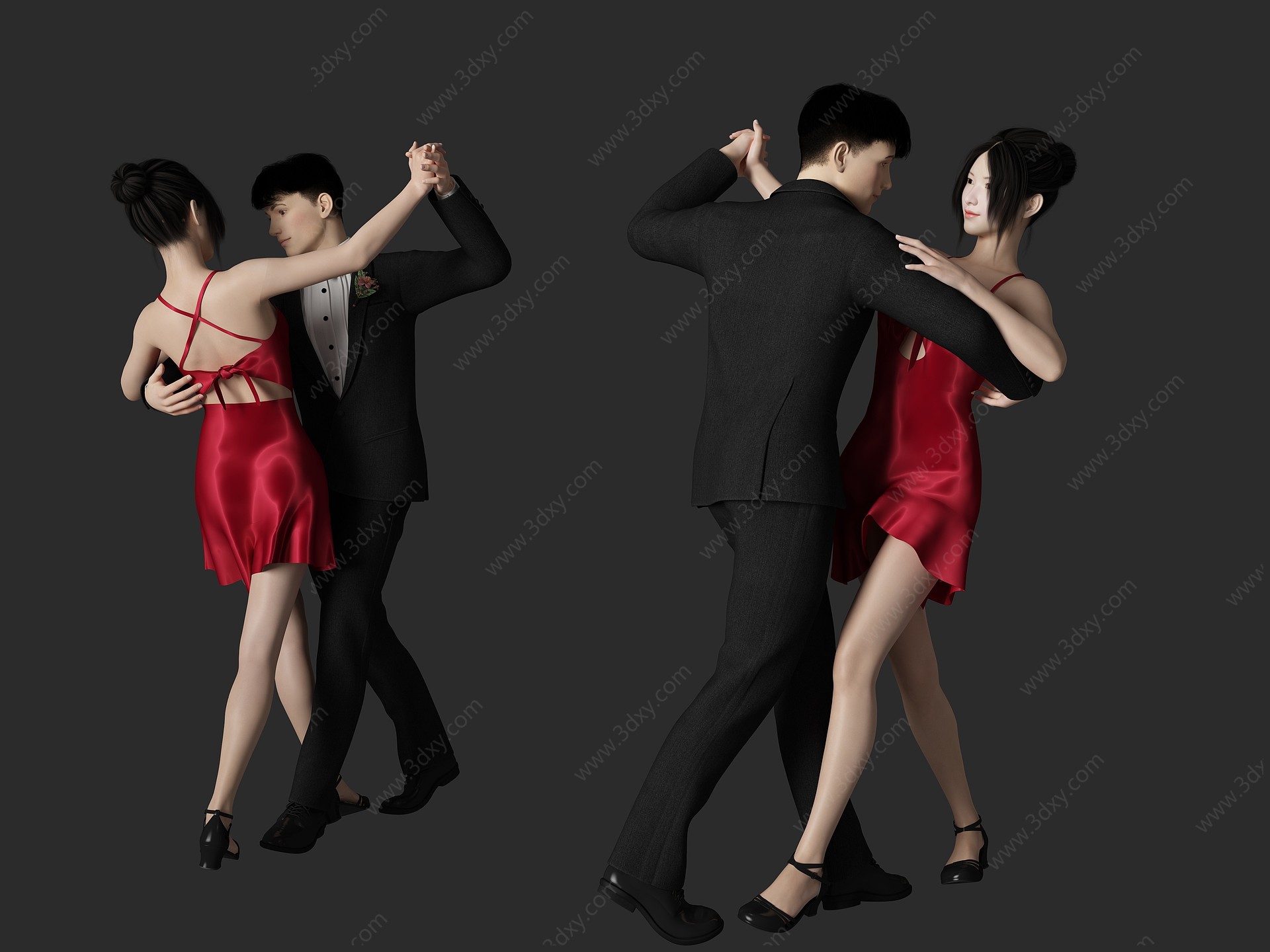 交际舞美女人物3D模型