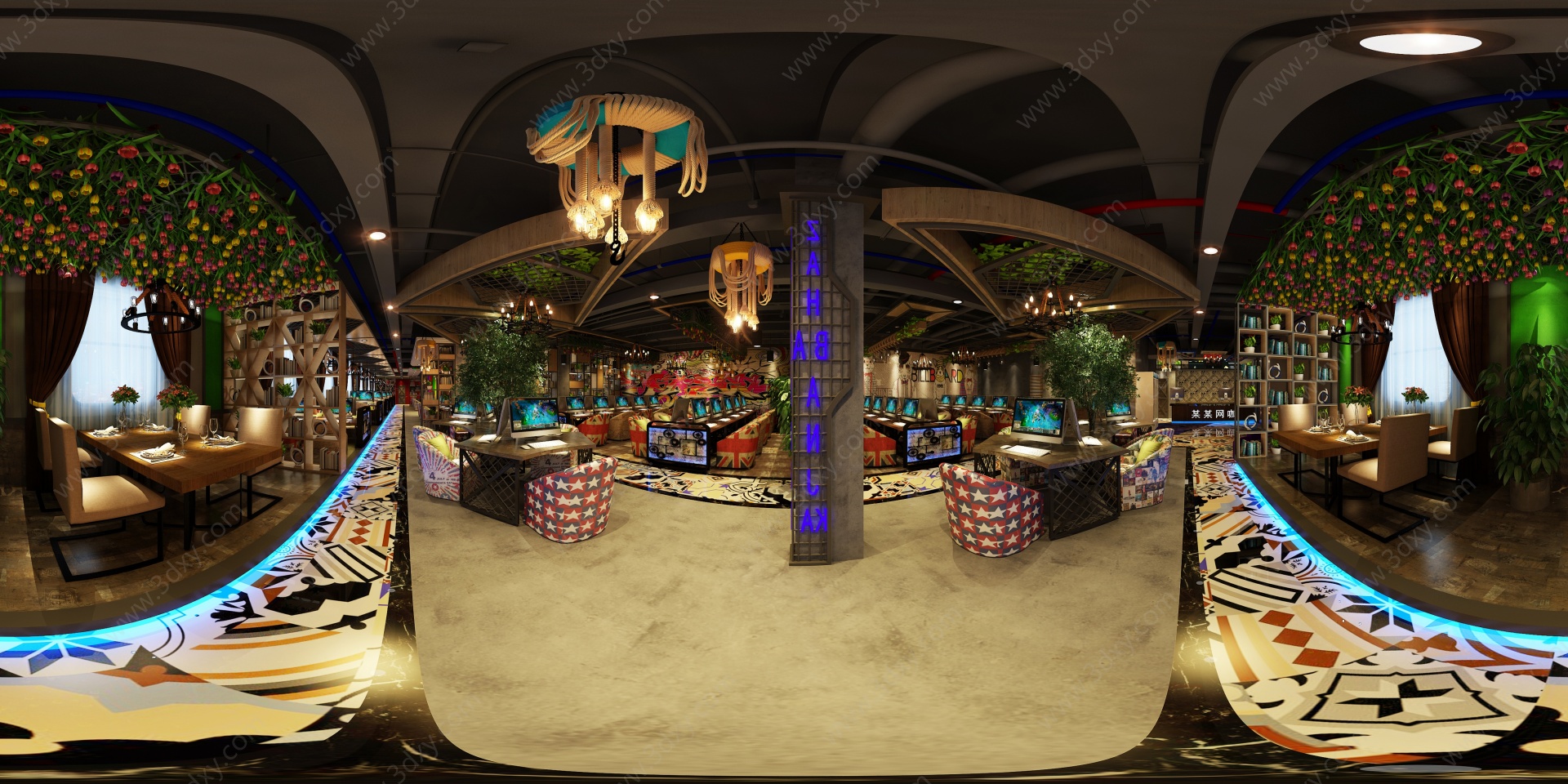 工业风格的餐厅3D模型
