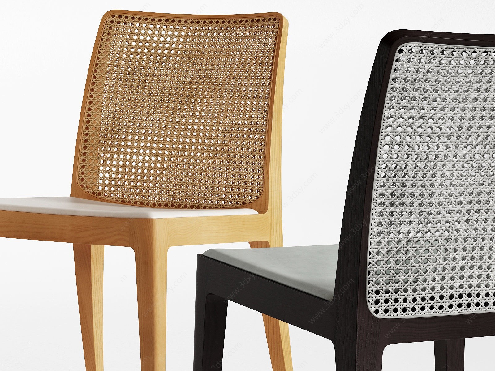 侘寂风单椅餐椅3D模型