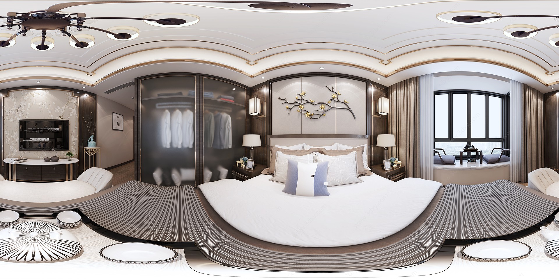 新中式风格的卧室3D模型