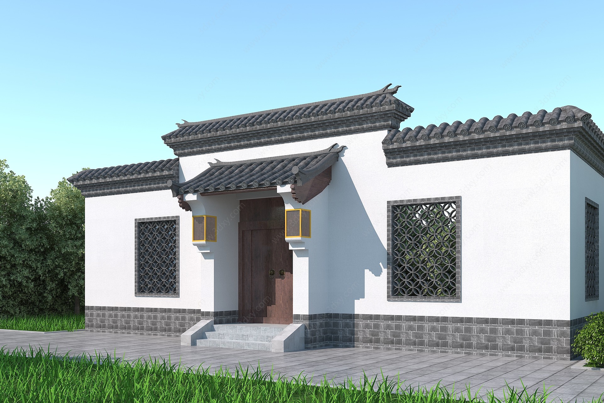 中式建筑大门3D模型