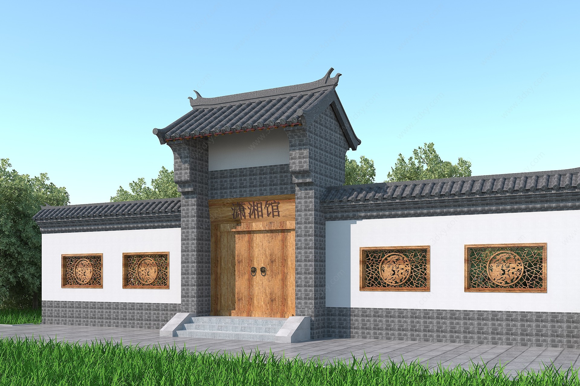 中式建筑大门3D模型