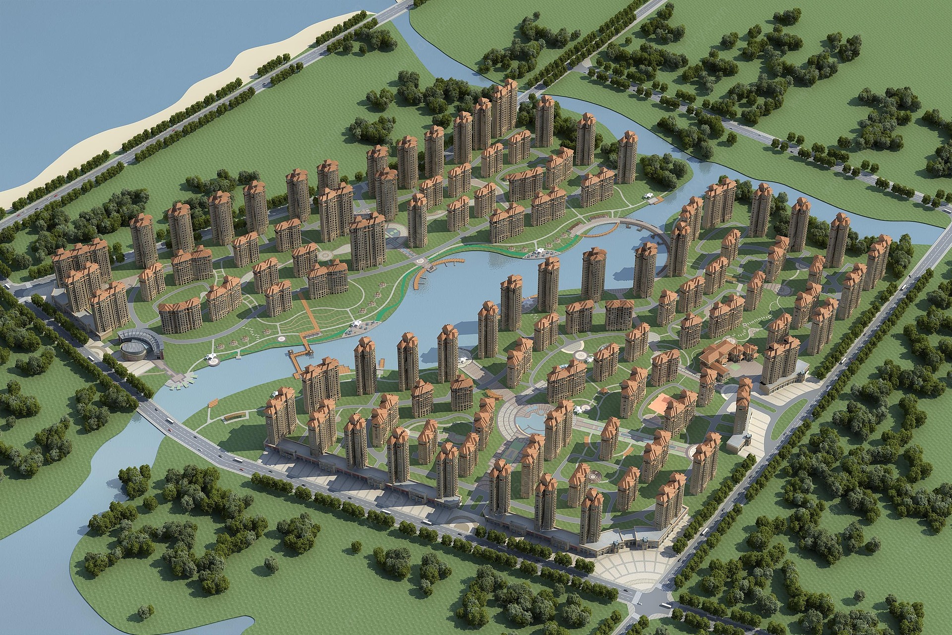 金溪工业园规划3D模型