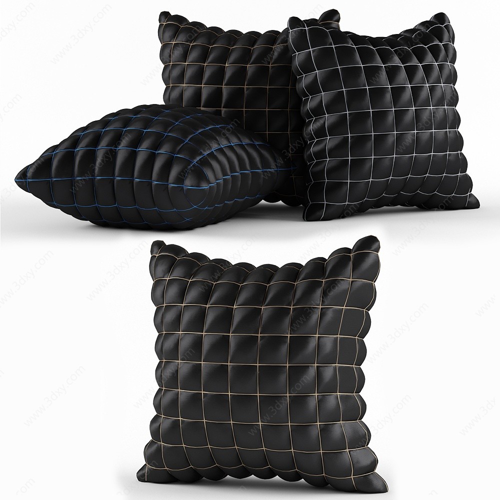 现代皮革抱枕3D模型