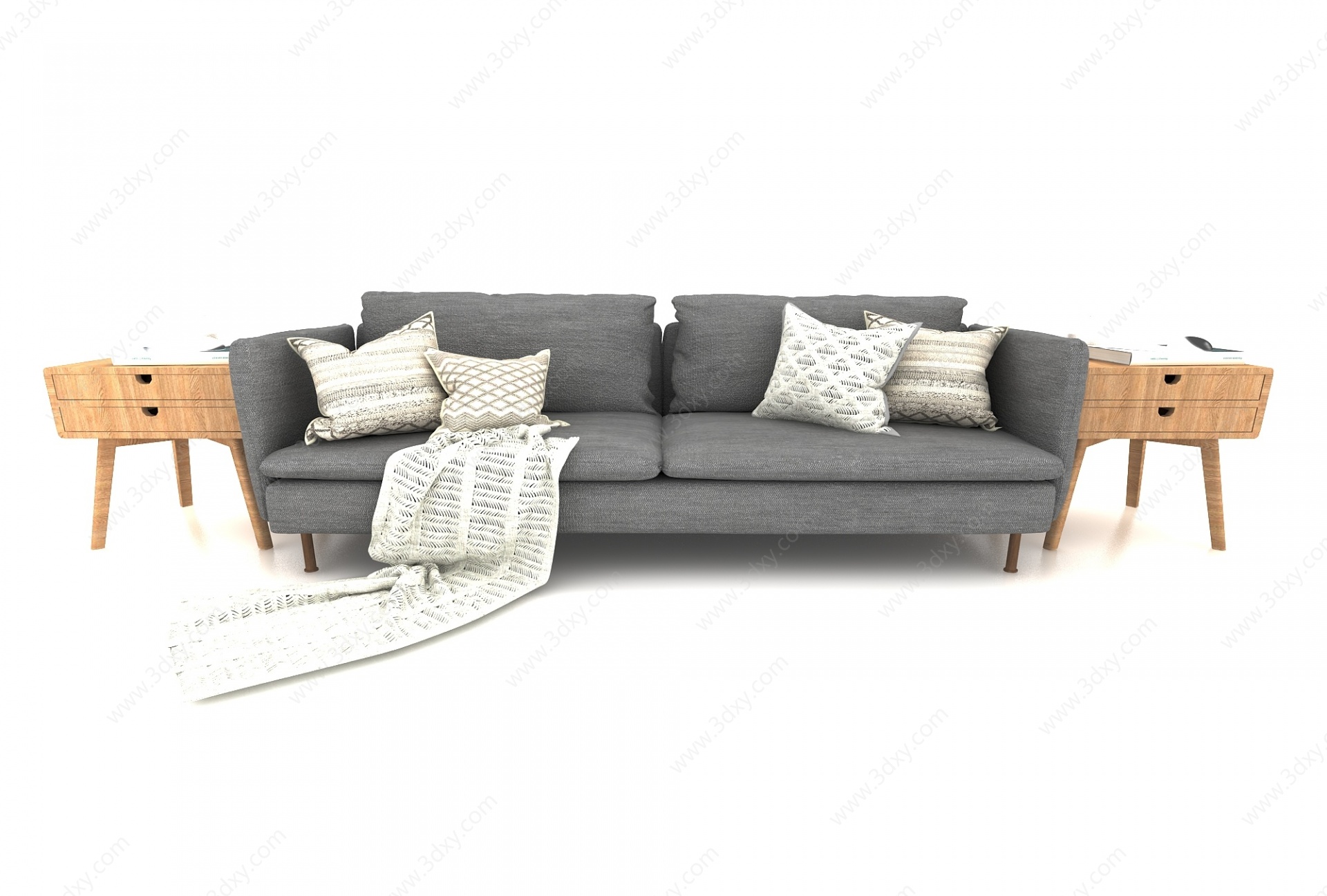 现代风格休闲双沙发3D模型