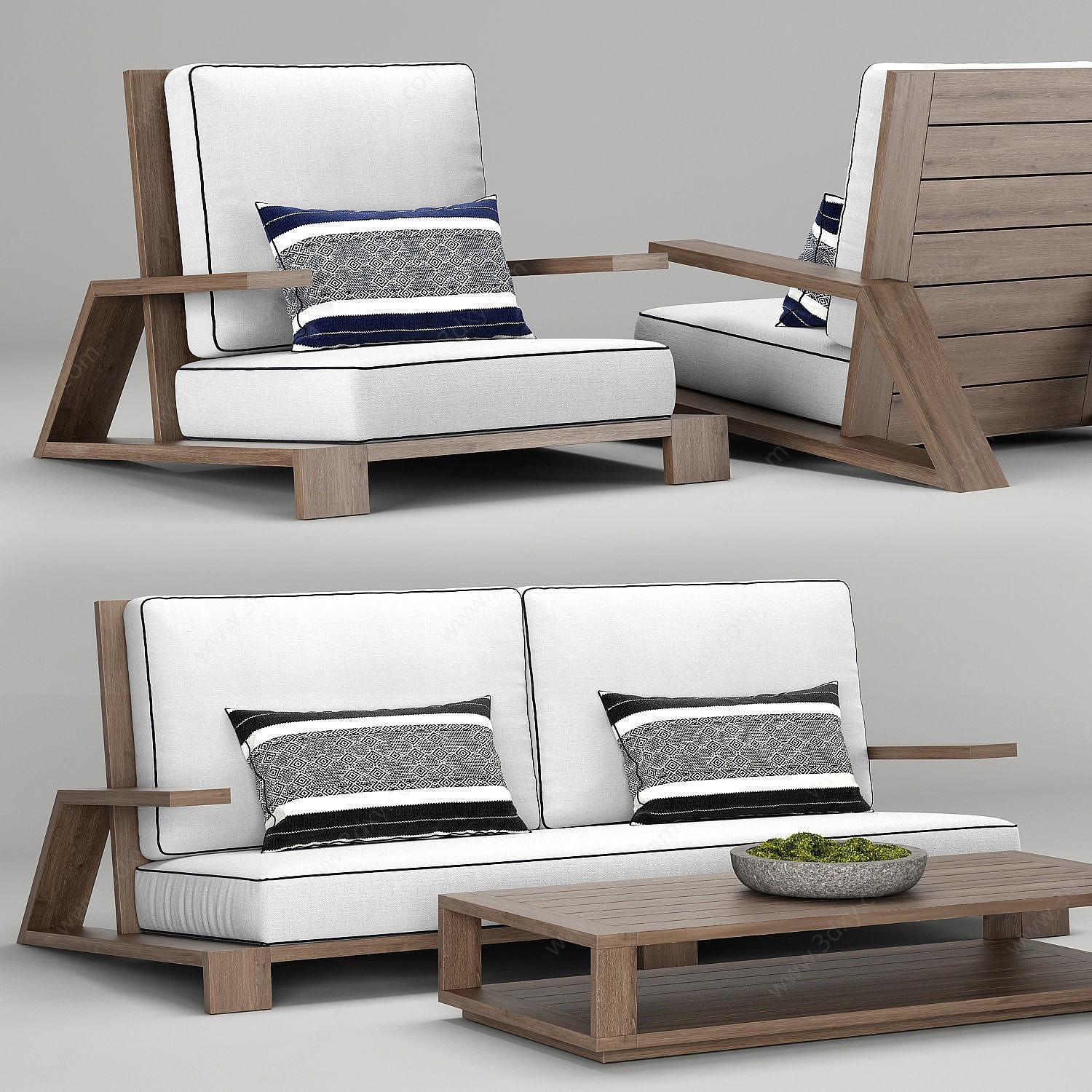 现代休闲矮椅矮沙发3D模型