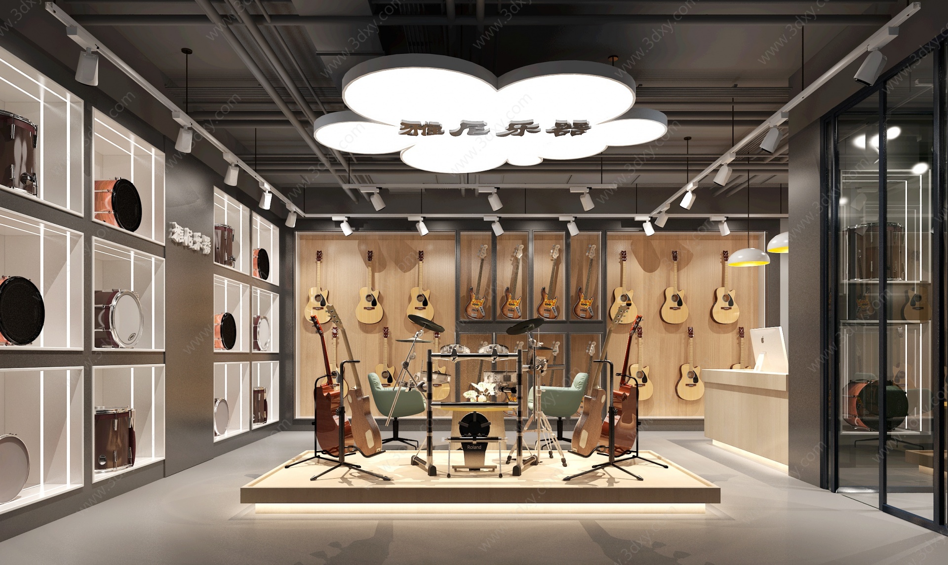 现代乐器专卖店3D模型