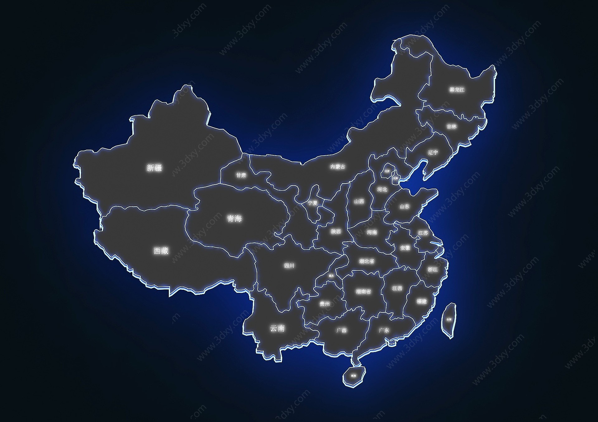 现代中国地图墙3D模型