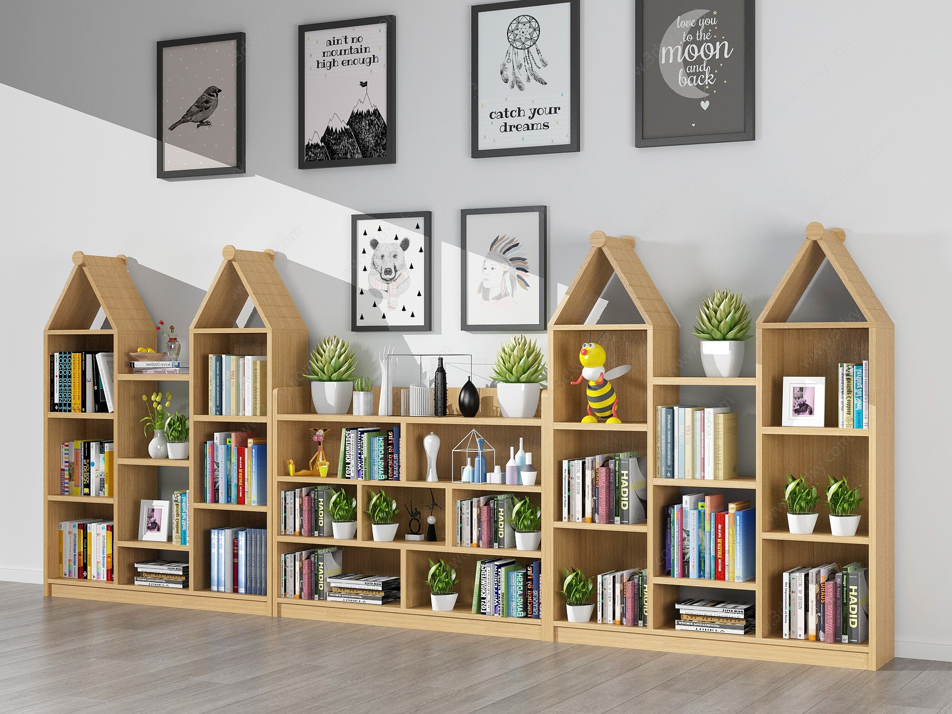 现代儿童书柜3D模型