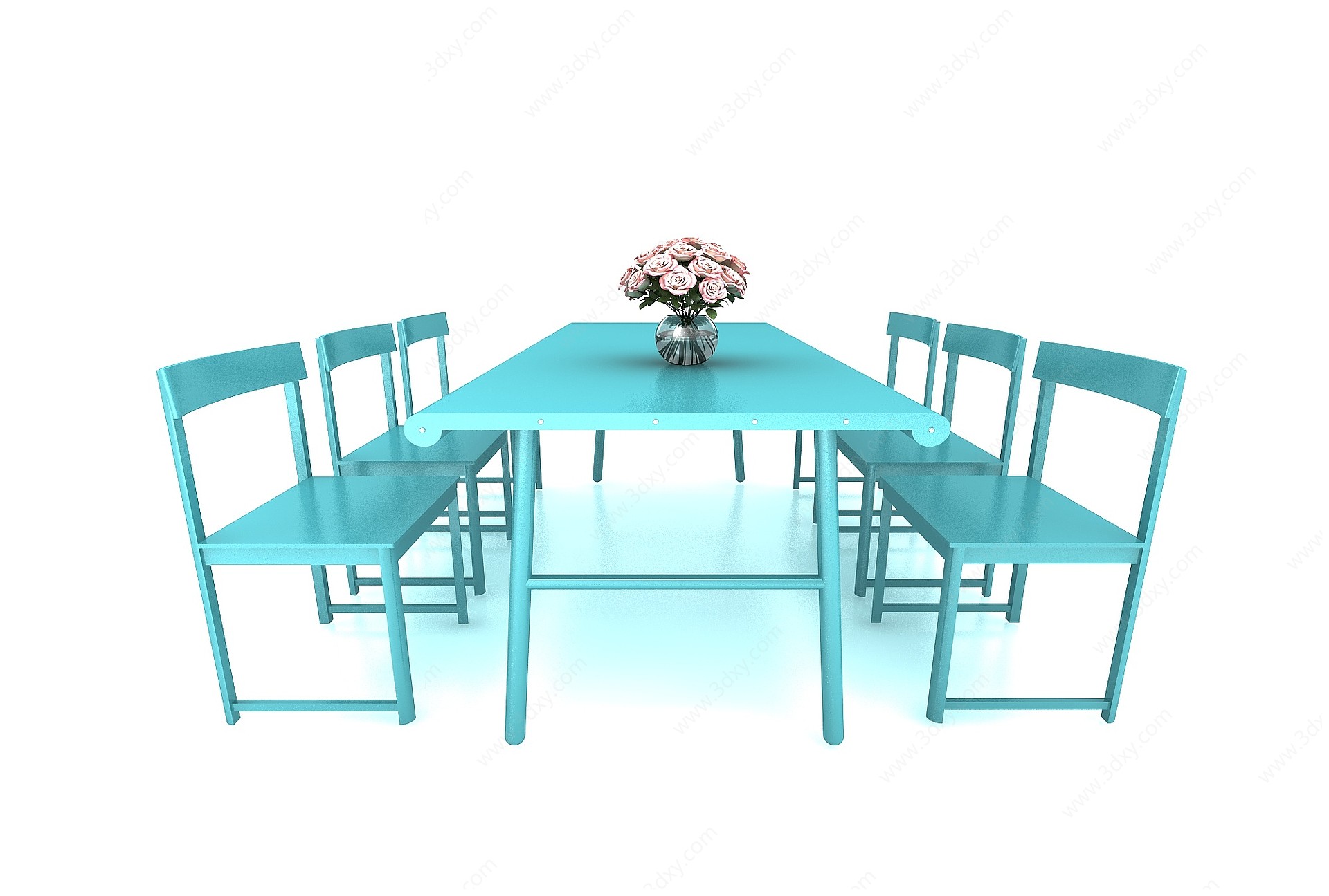 蓝色餐桌椅3D模型