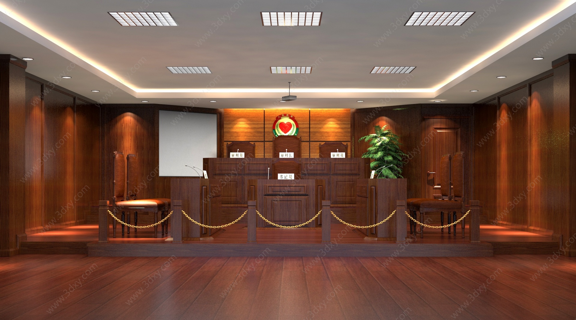中式法庭3D模型