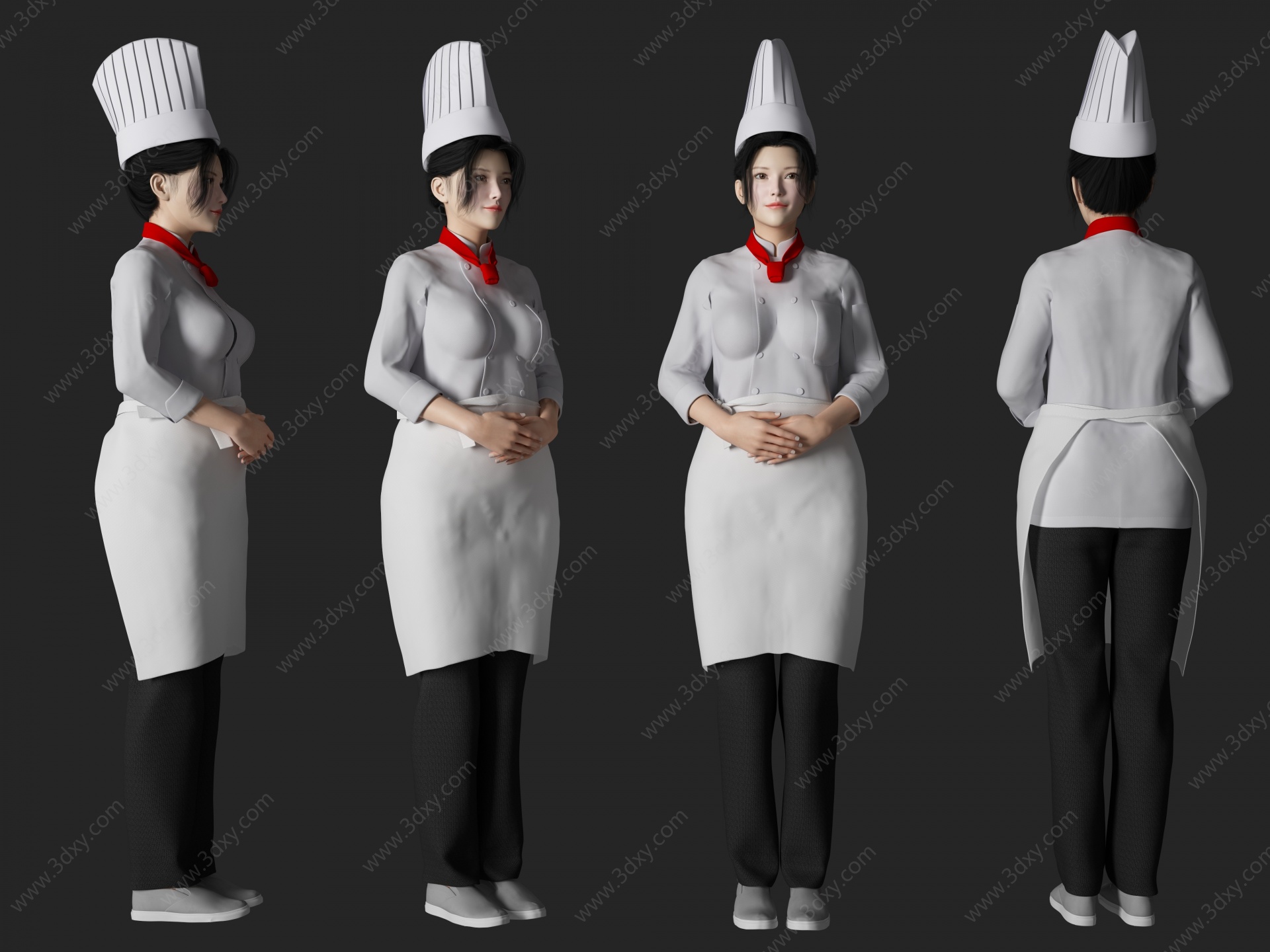 厨师美女人物3D模型