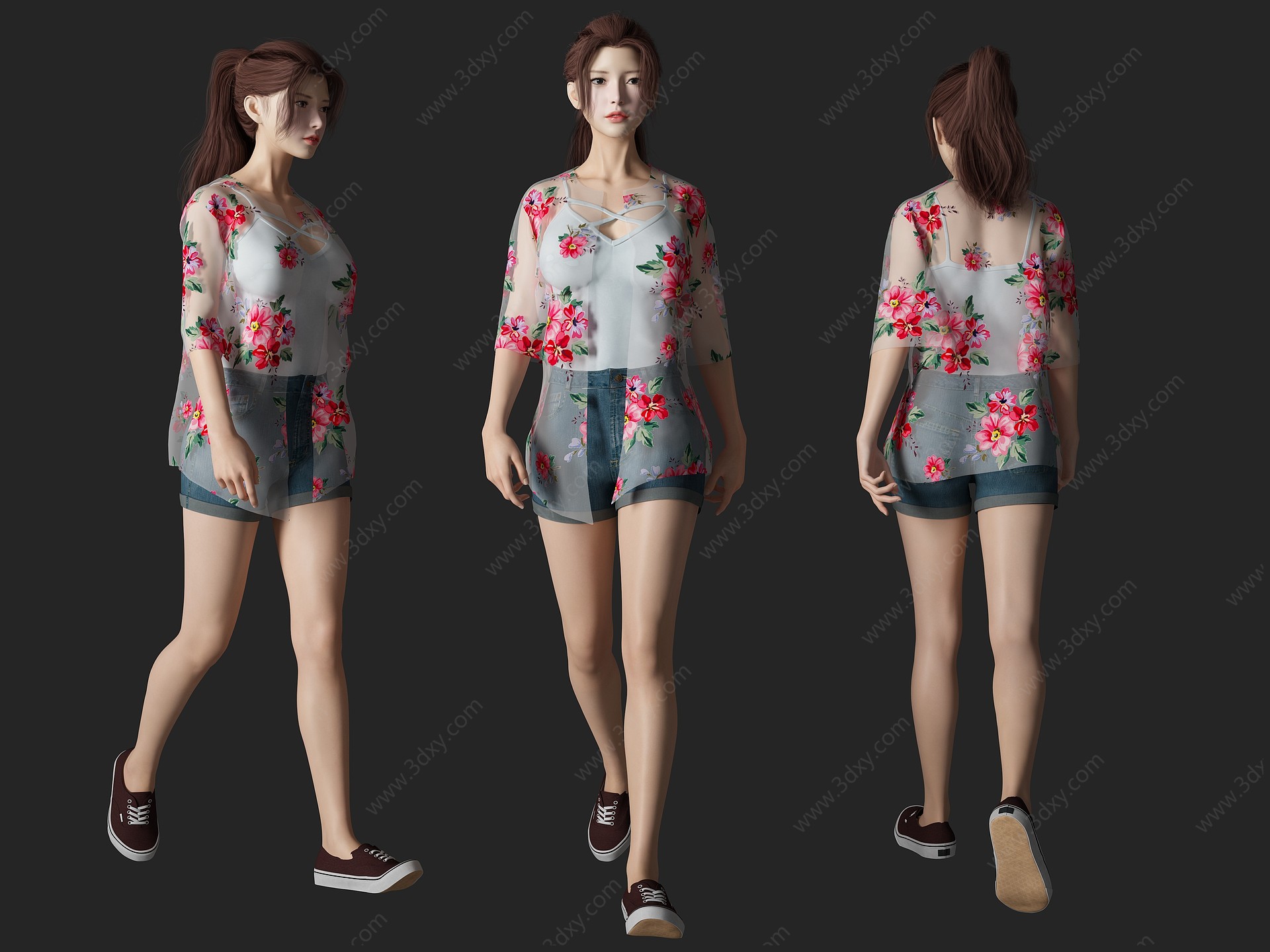 夏日美女人物3D模型