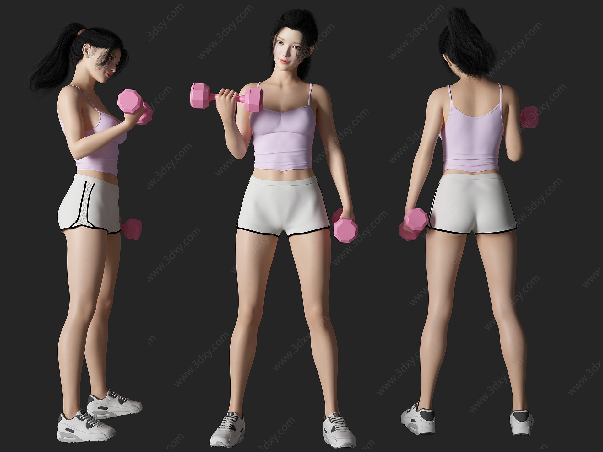 健身美女人物3D模型
