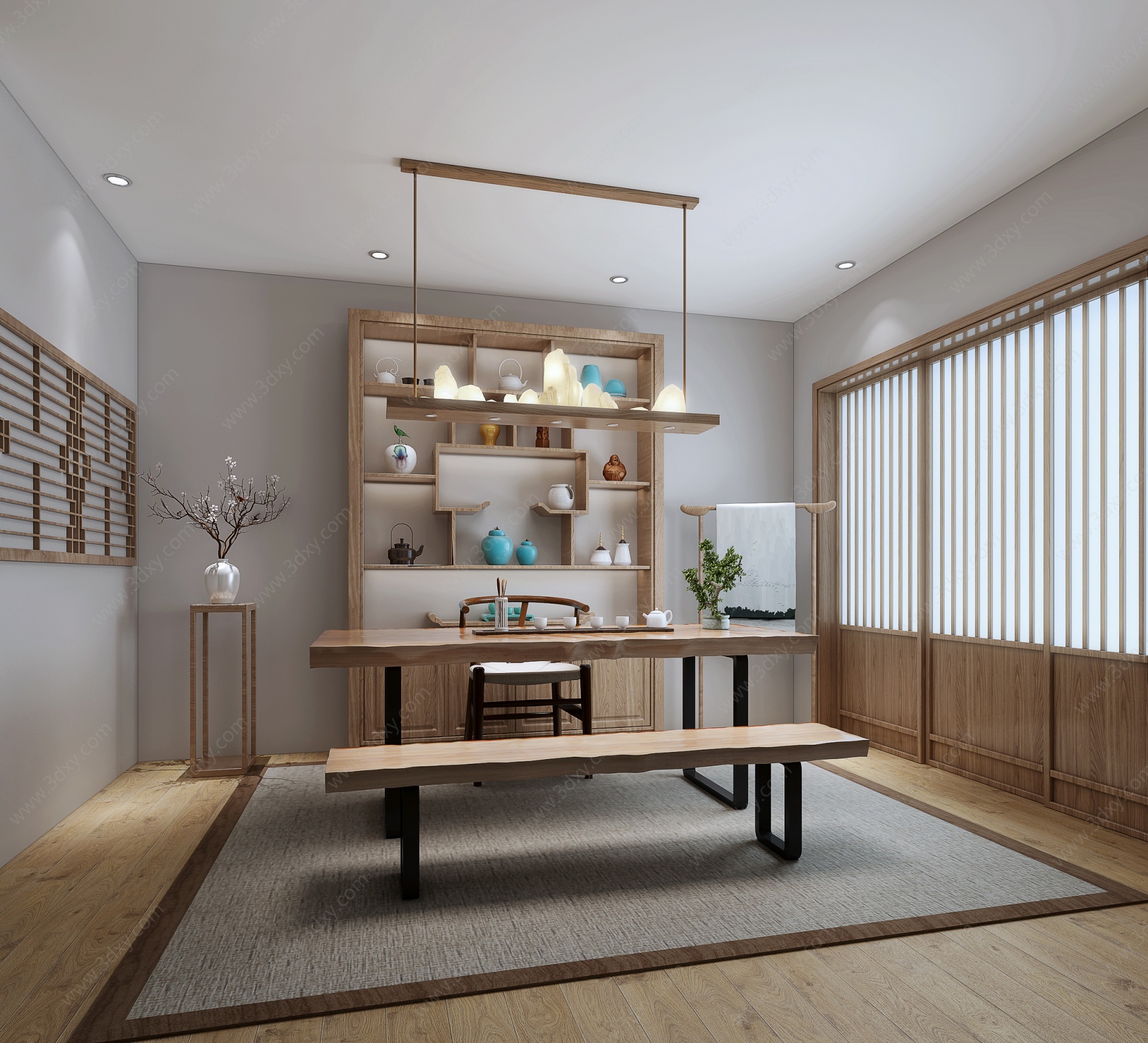 中式茶室茶桌3D模型