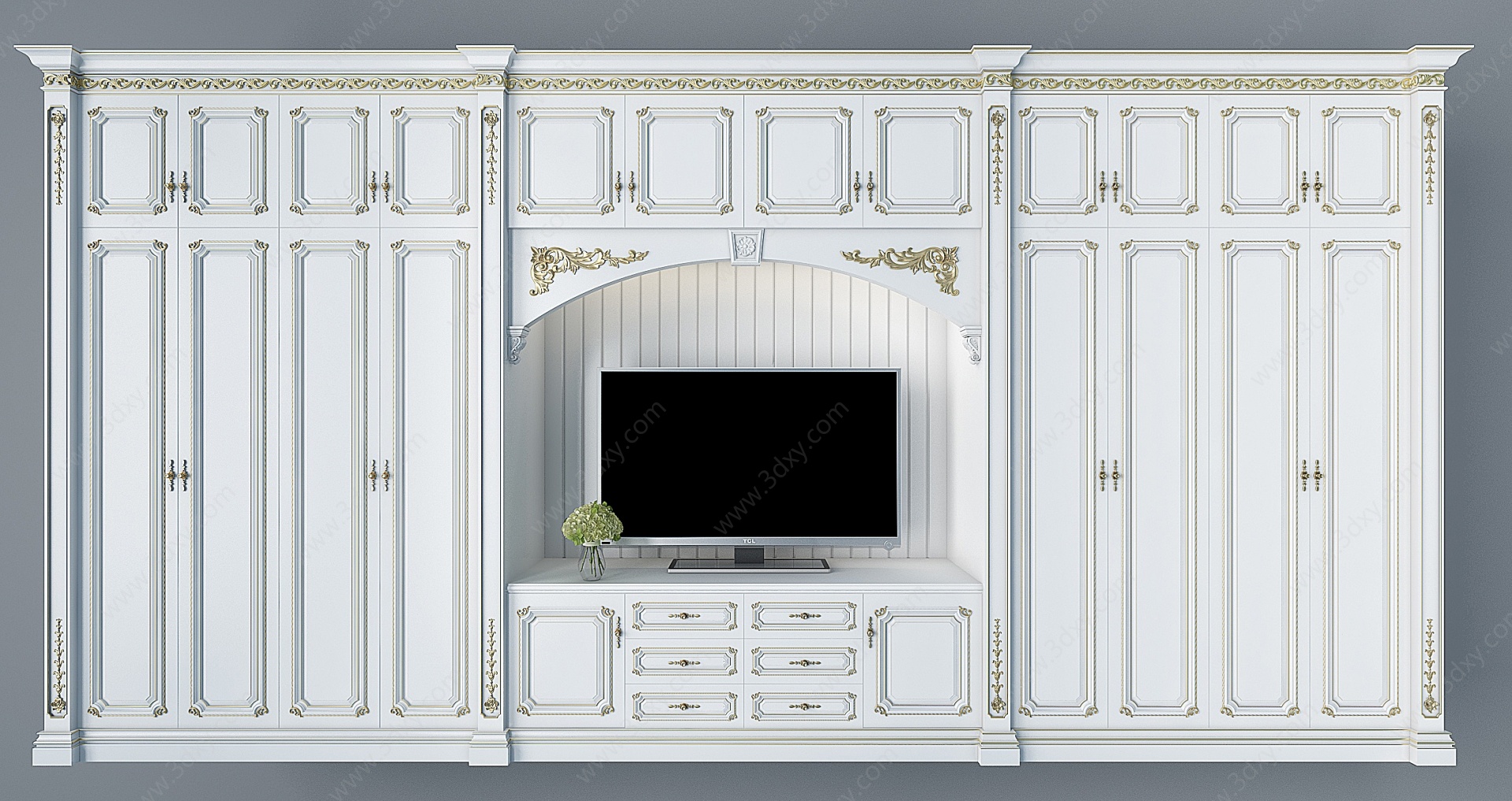 法式欧式雕花衣柜3D模型