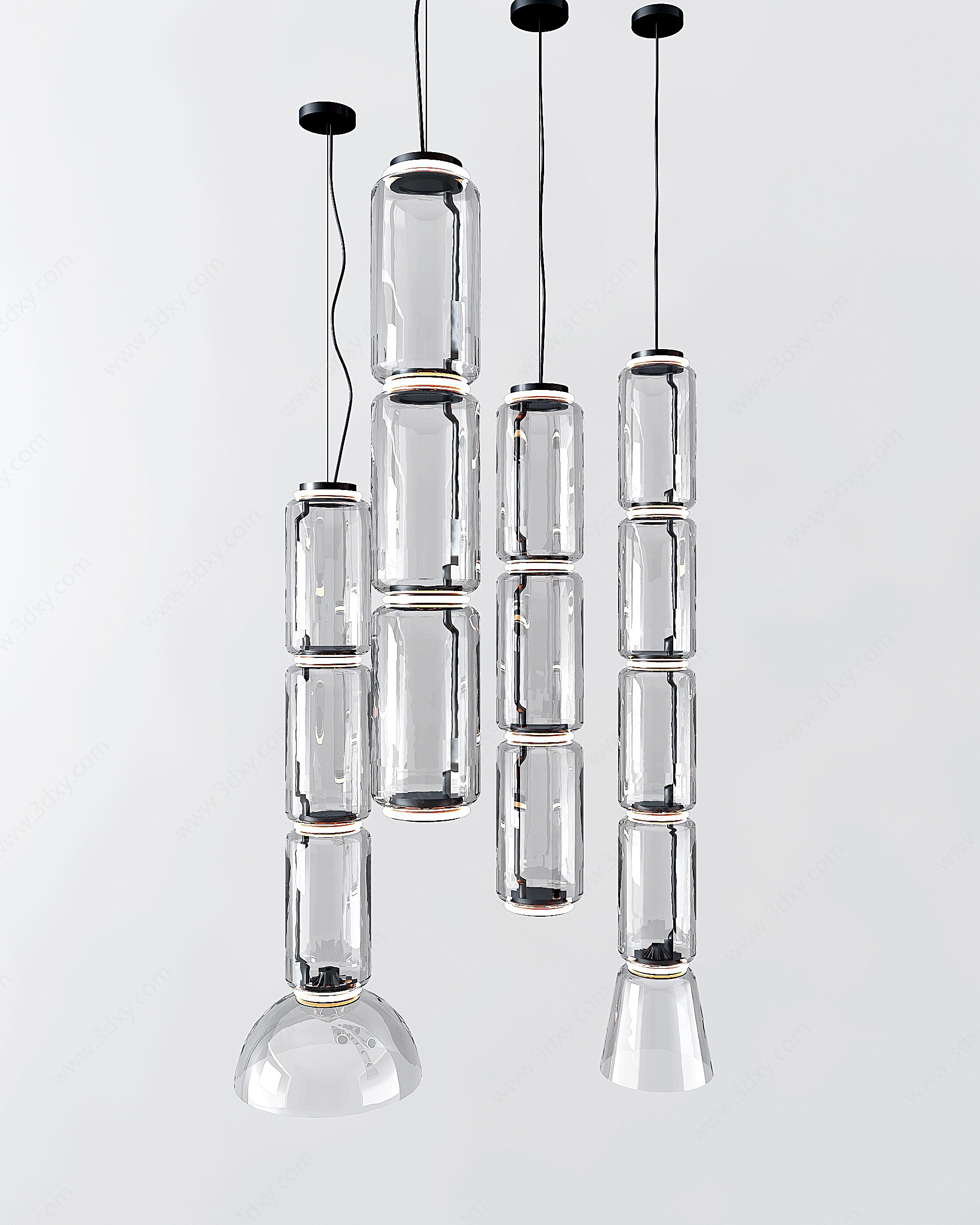 现代玻璃管状吊灯3D模型