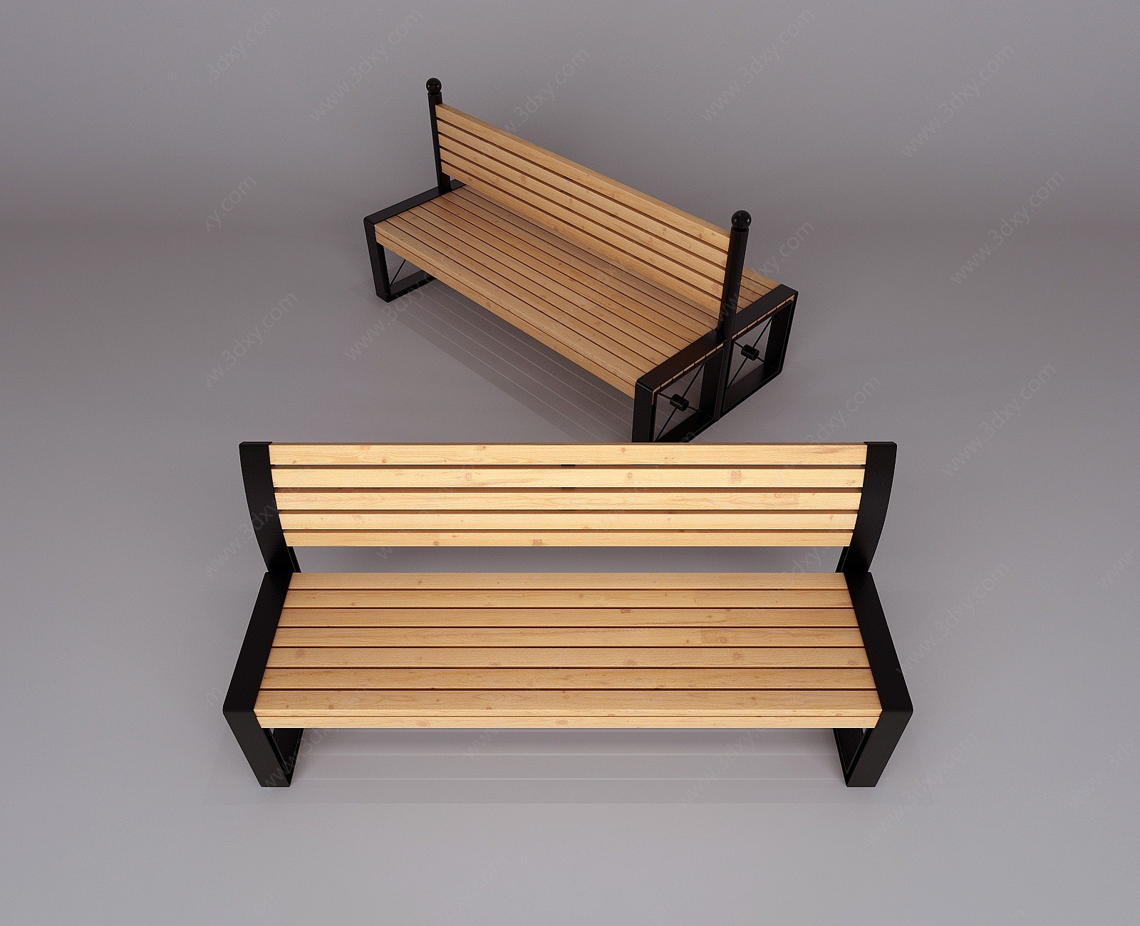 现代公园椅长凳3D模型