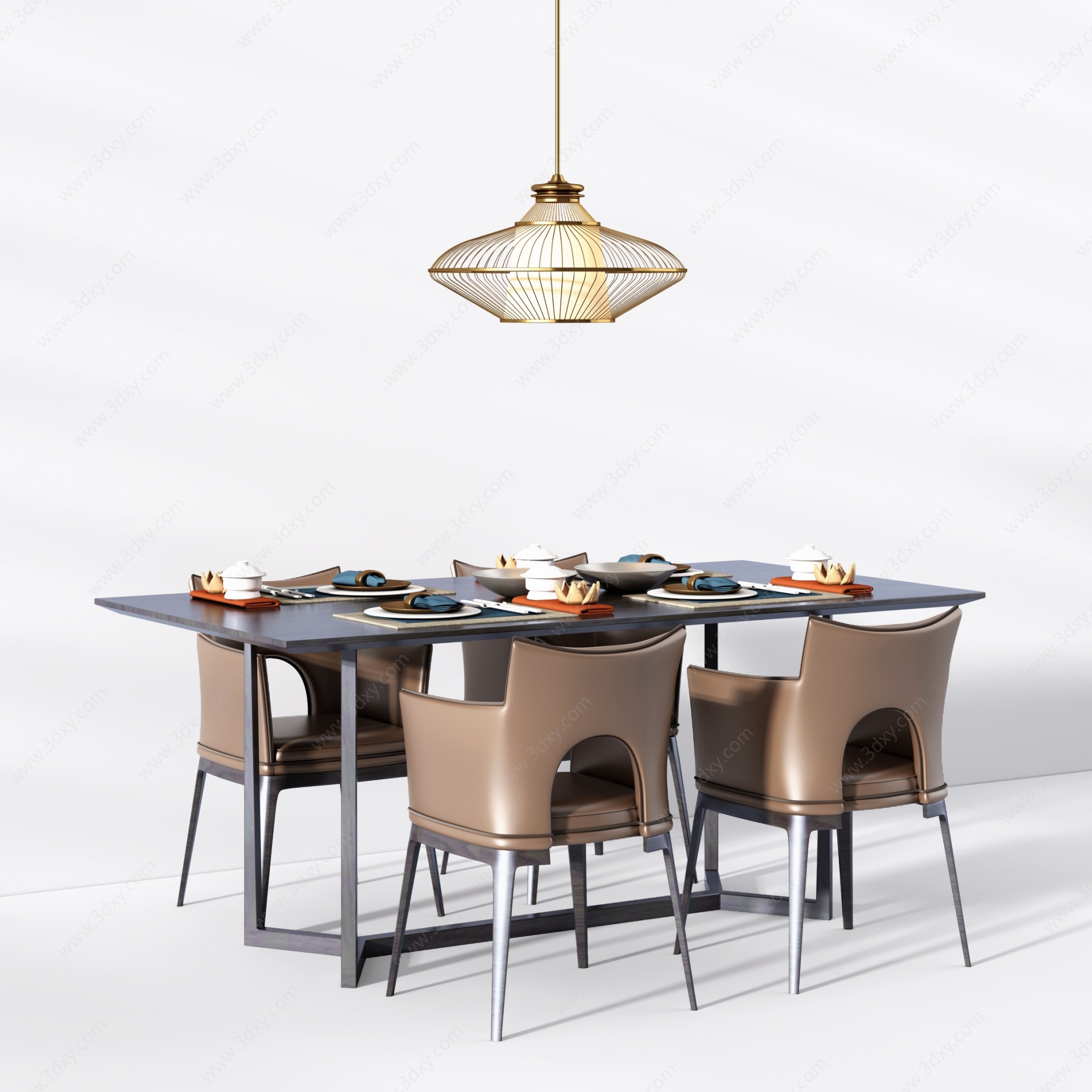 新中式餐桌椅3D模型