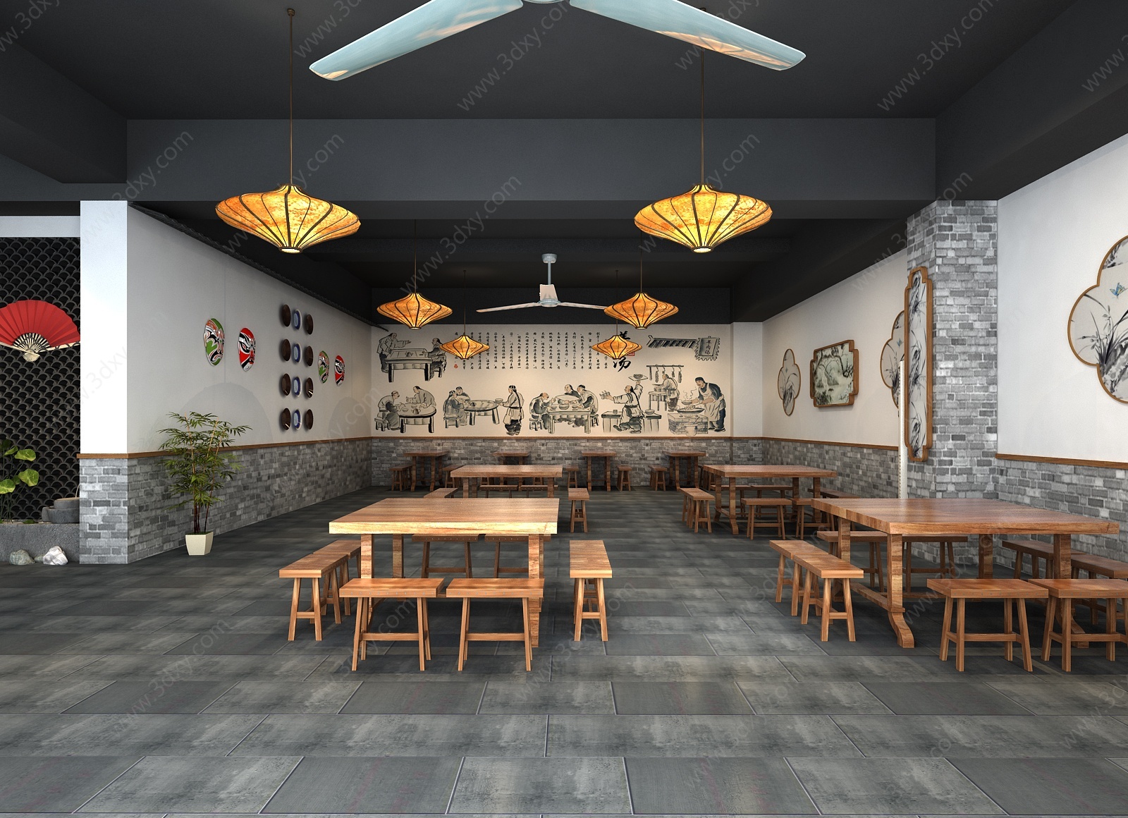 新中式民俗饭店3D模型