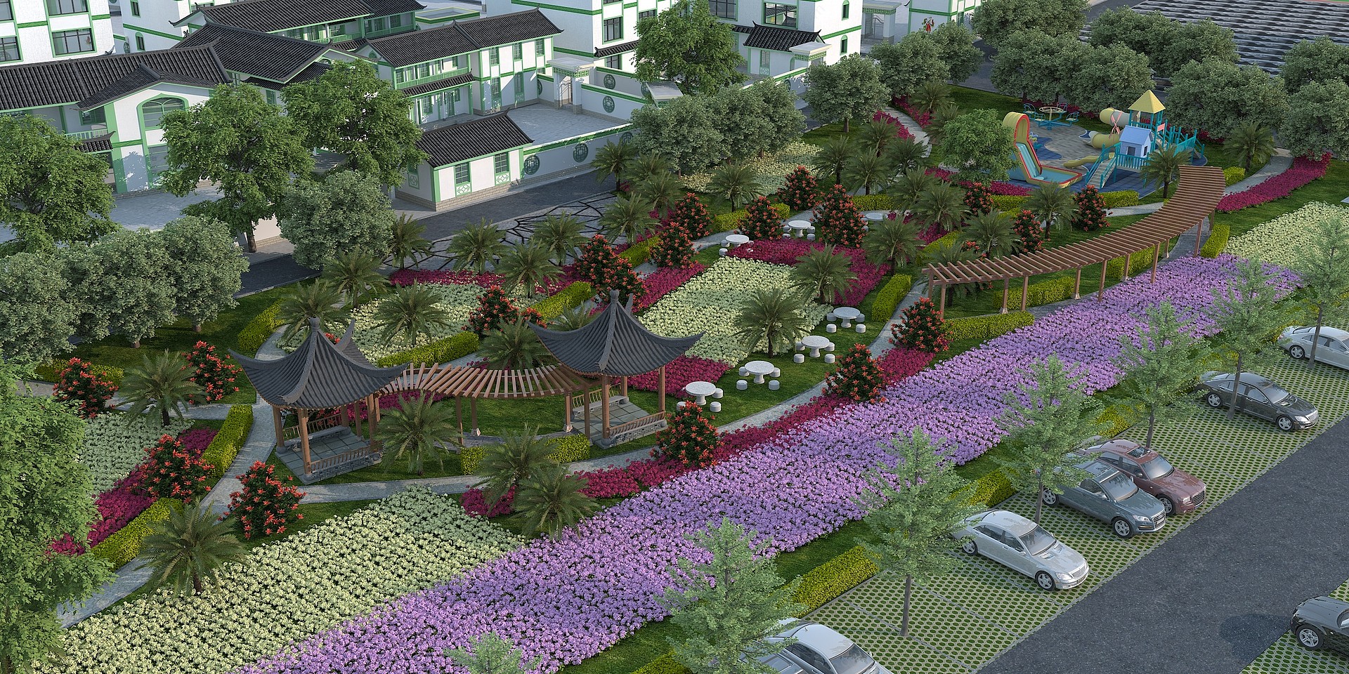 中式园林景观公园3D模型