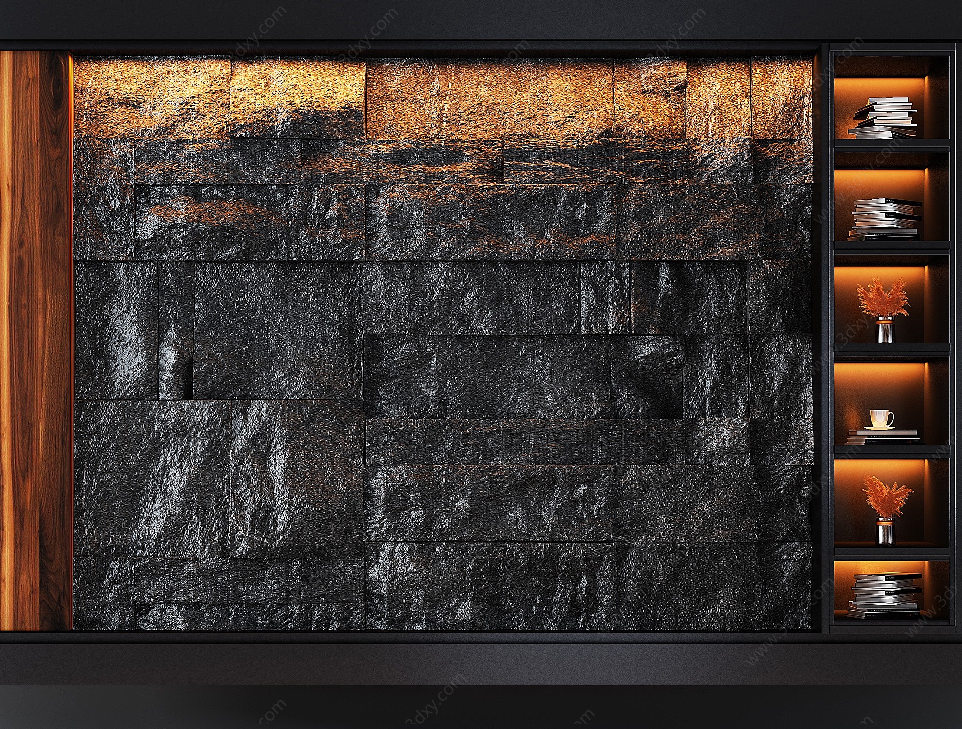 毛石文化石背景墙3D模型