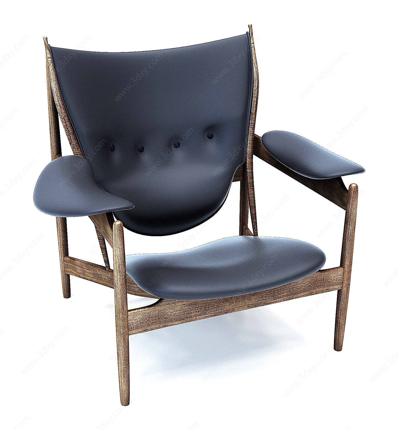 高档北欧皮质休闲椅3D模型