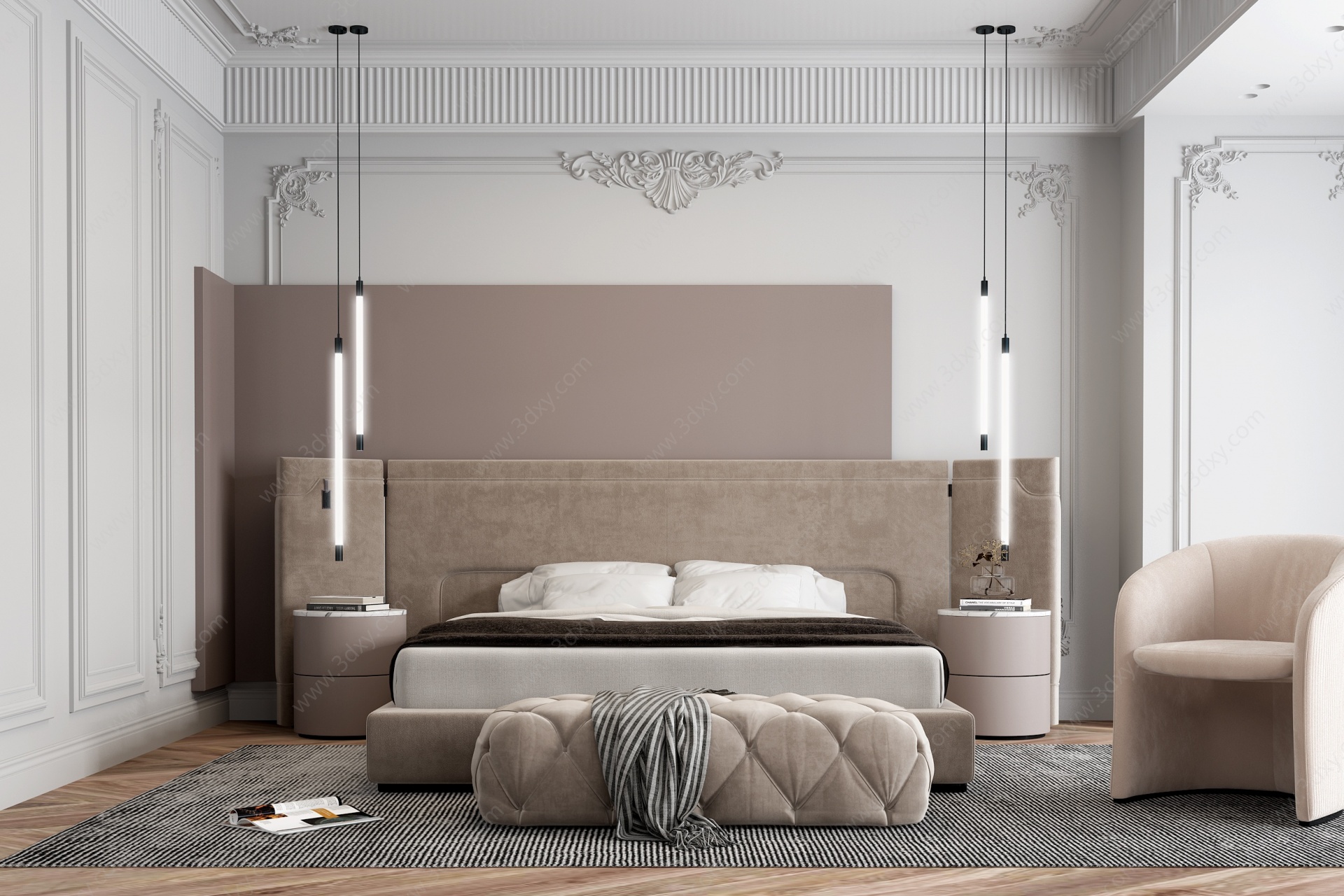 法式现代卧室3D模型