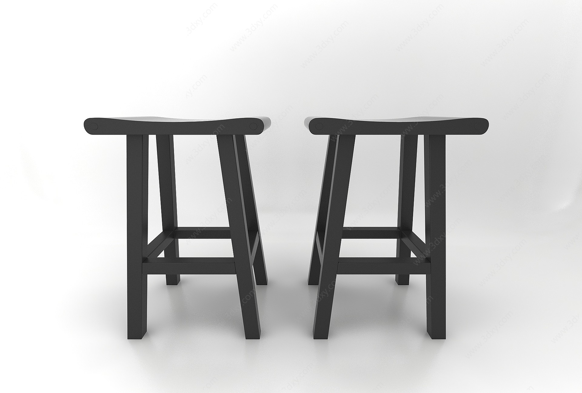 黑色木头椅子3D模型